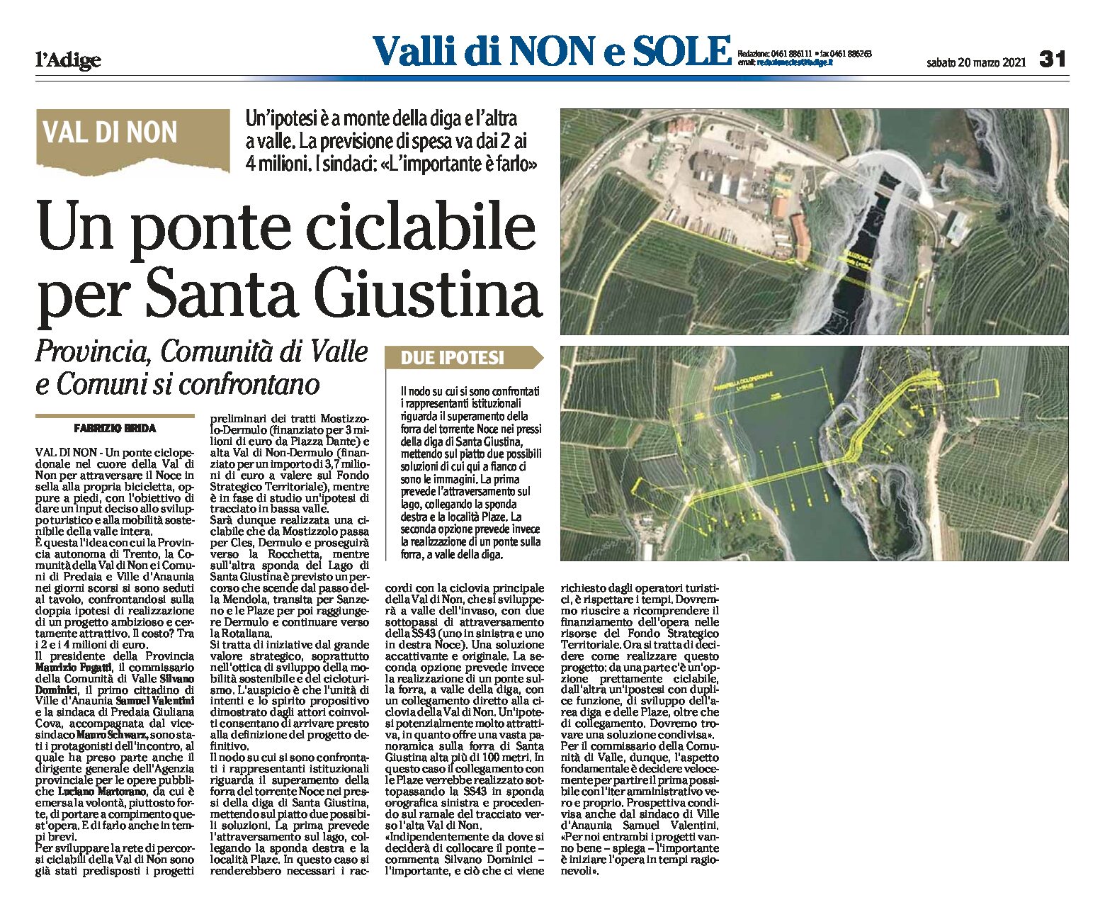 Val di Non: un ponte ciclabile per Santa Giustina