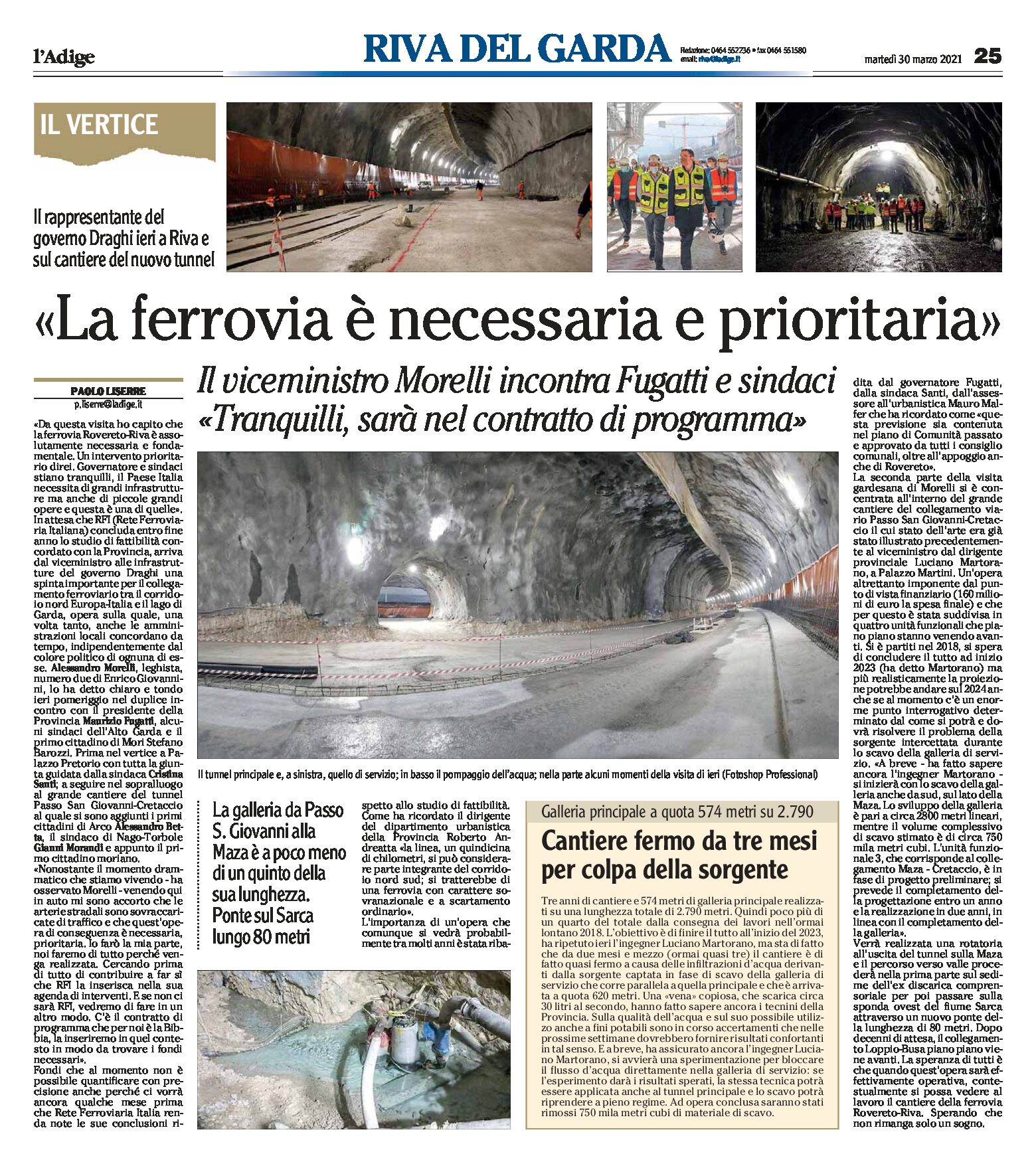 Rovereto-Riva: il viceministro alle infrastrutture Morelli “ferrovia necessaria e prioritaria”