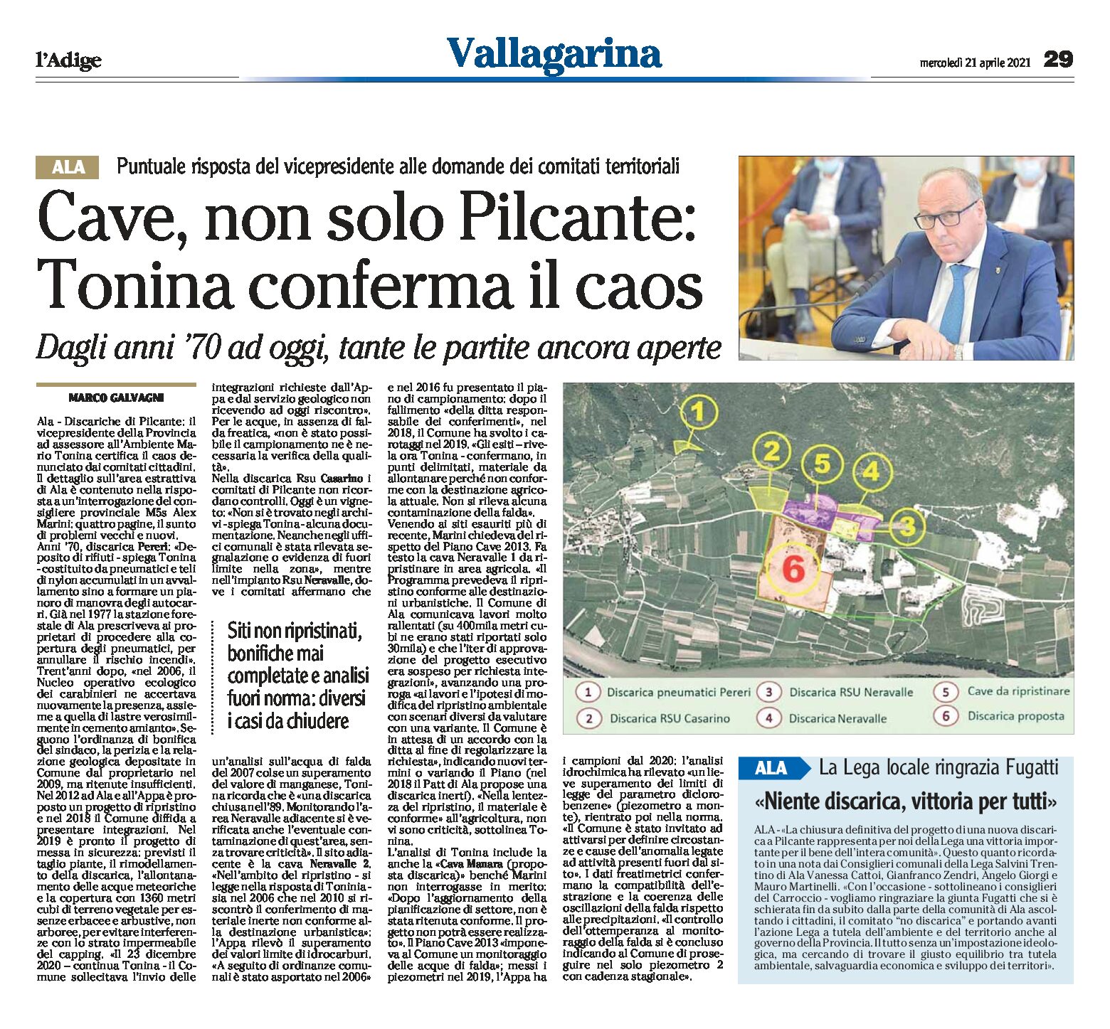 Cave, non solo Pilcante: Tonina conferma il caos
