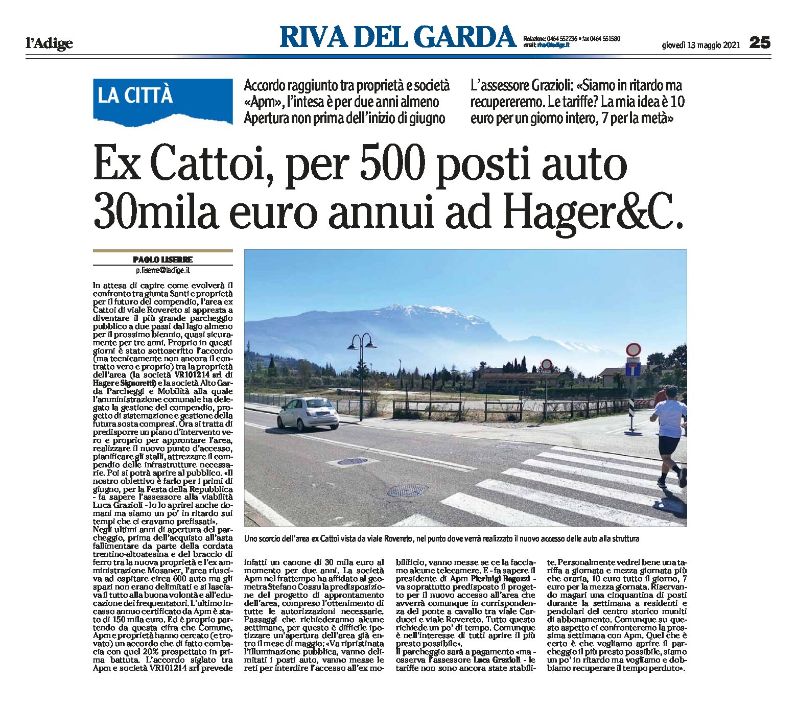 Riva, ex Cattoi: 500 posti auto
