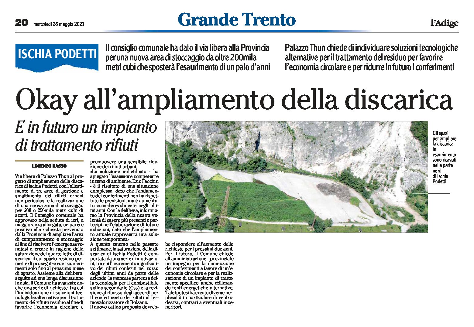 Trento, Ischia Podetti: okay all’ampliamento della discarica
