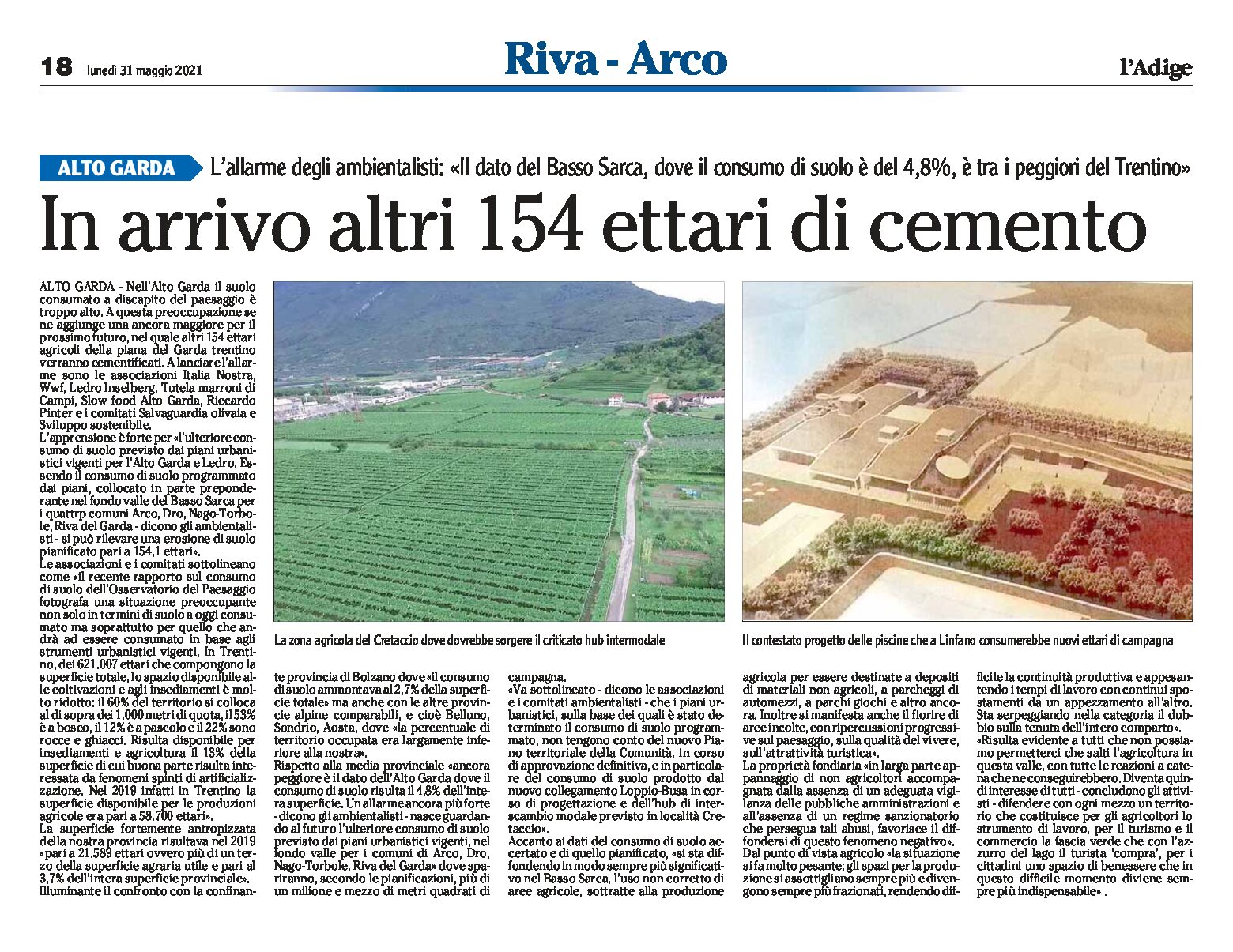 Alto Garda, Cretaccio: in arrivo altri 154 ettari di cemento