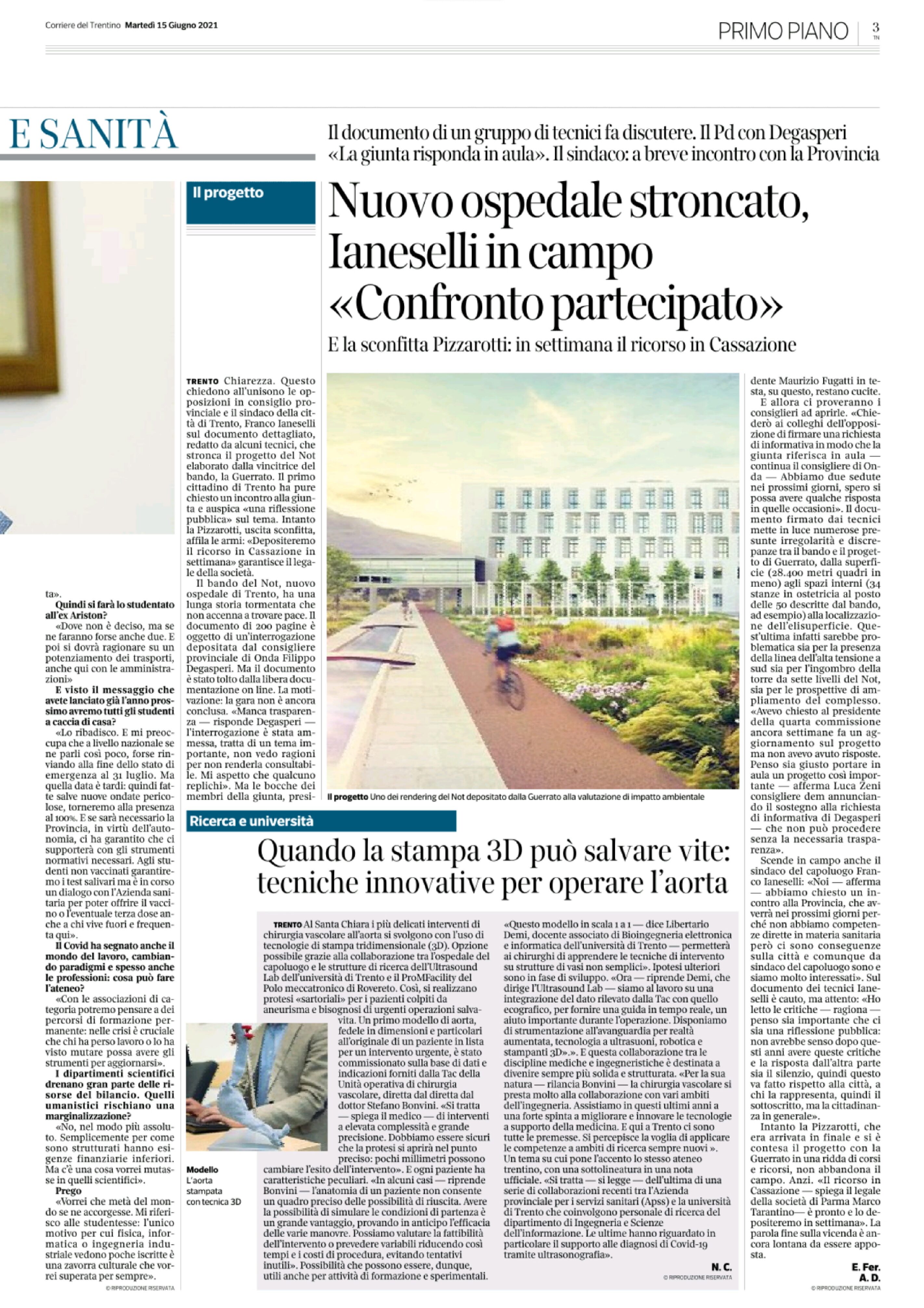 Trento: nuovo ospedale stroncato, Ianeselli in campo “confronto partecipato”