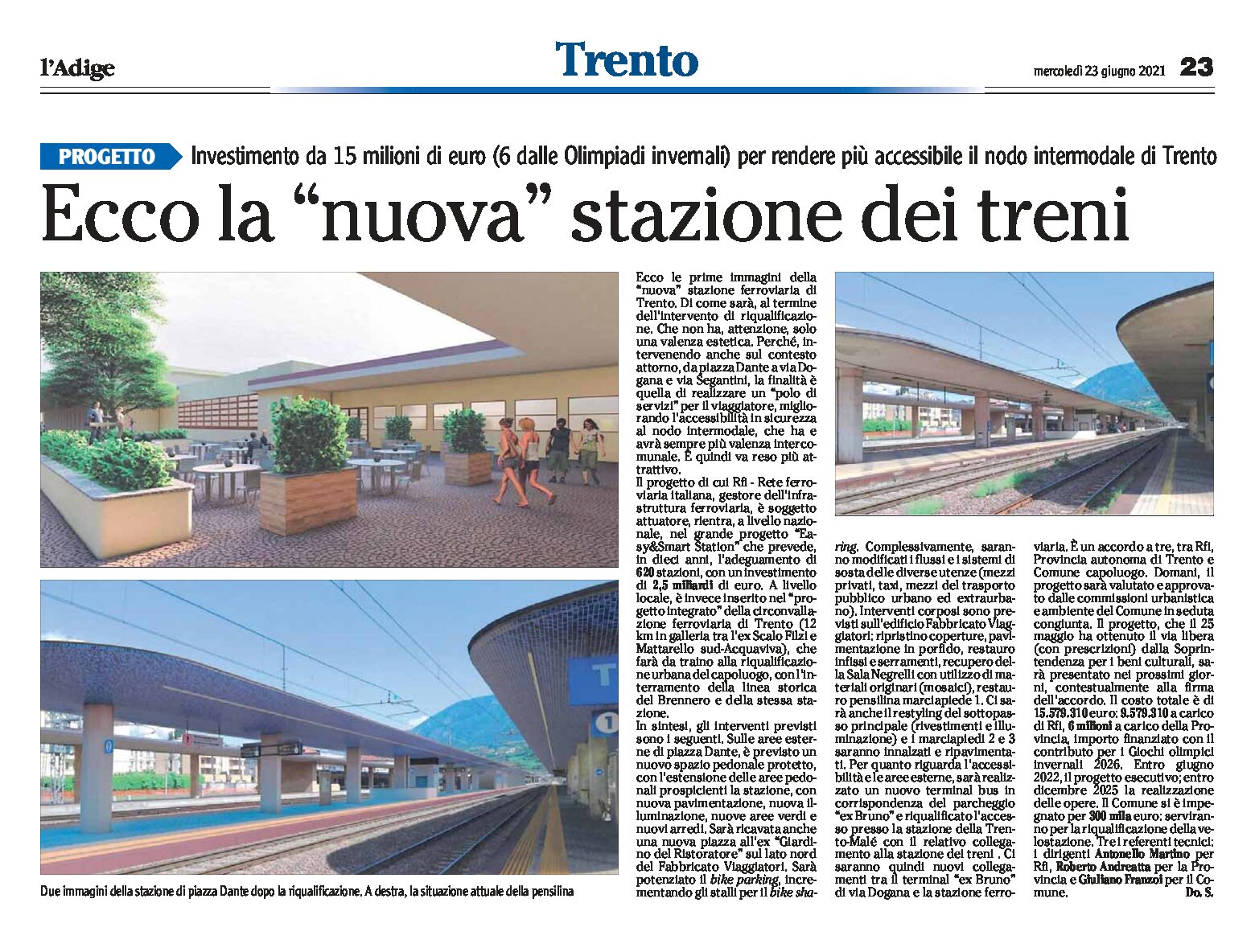 Trento: ecco la “nuova” stazione dei treni