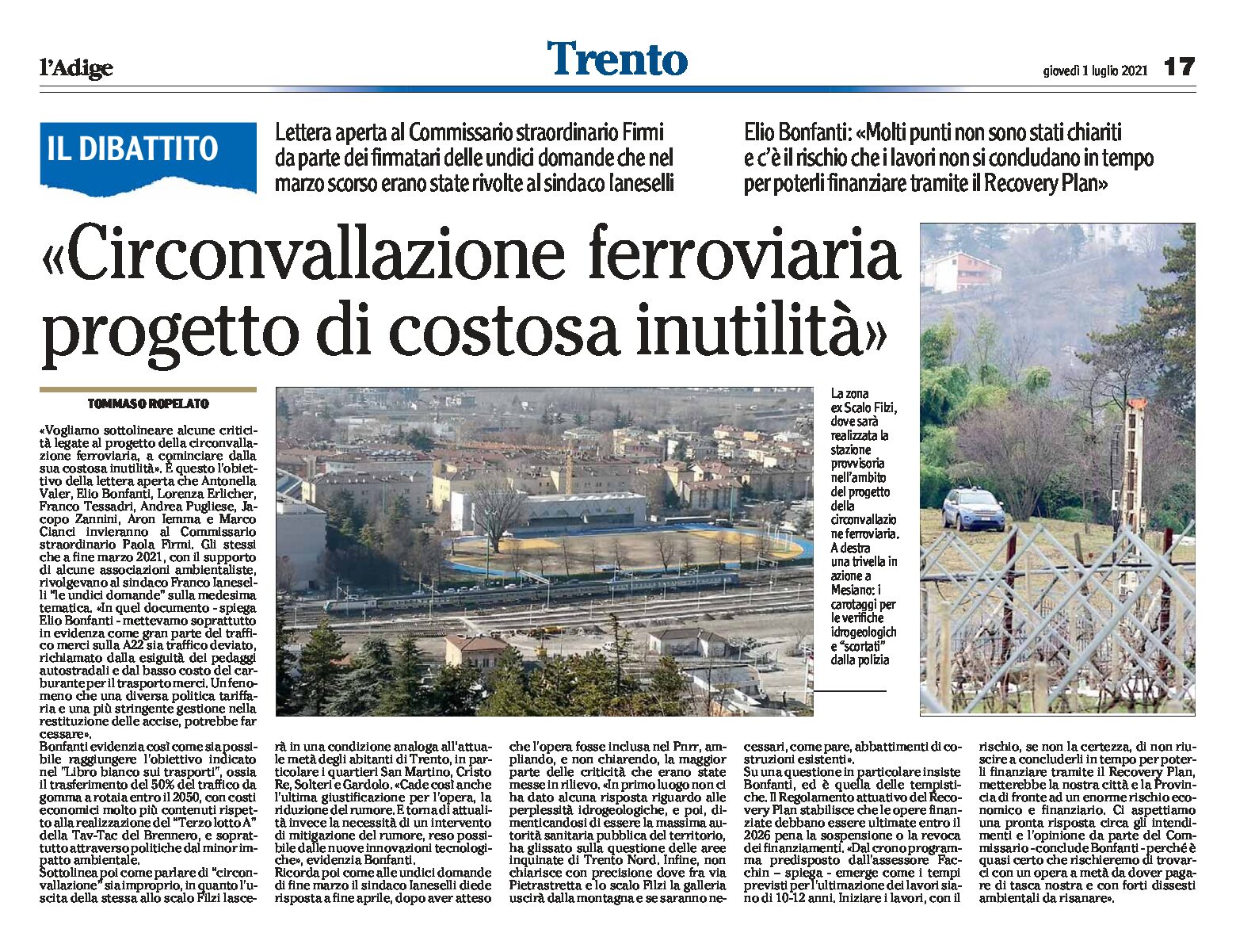 Trento, il dibattito: circonvallazione ferroviaria, progetto di costosa inutilità