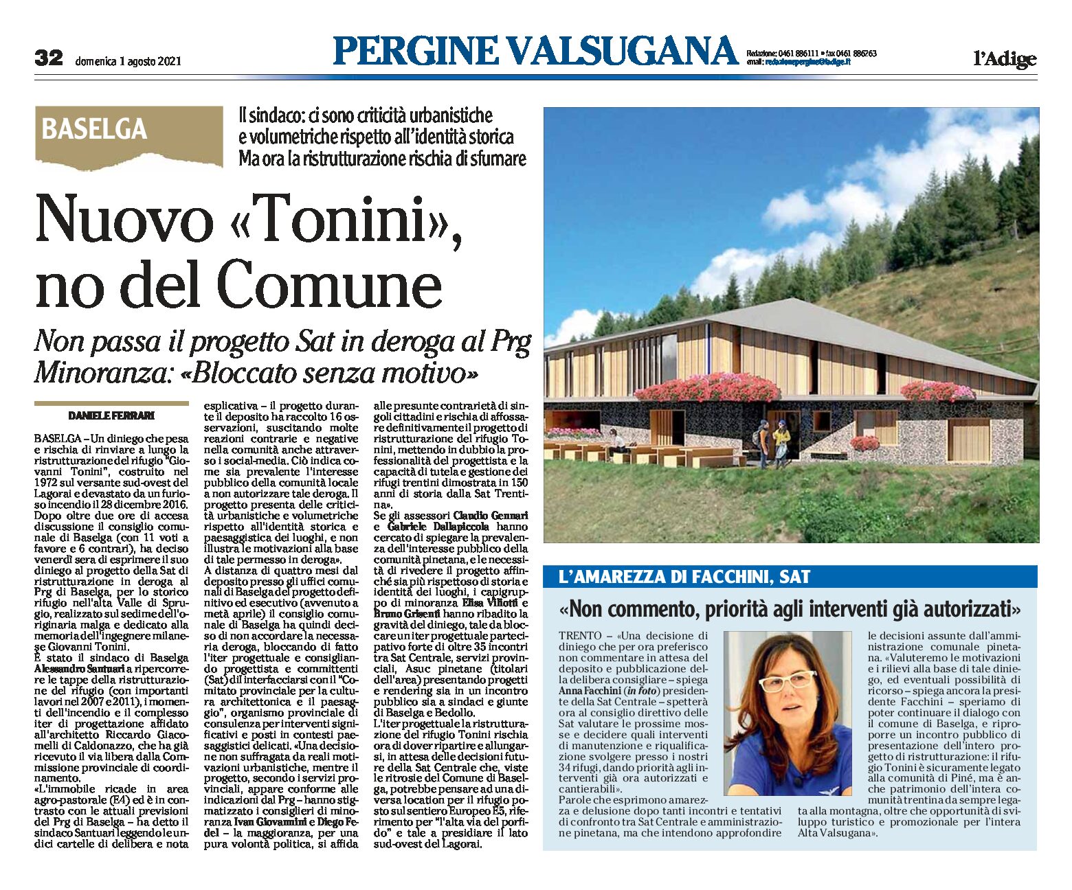 Baselga: “no” del Comune al progetto del rifugio Tonini in deroga al Prg