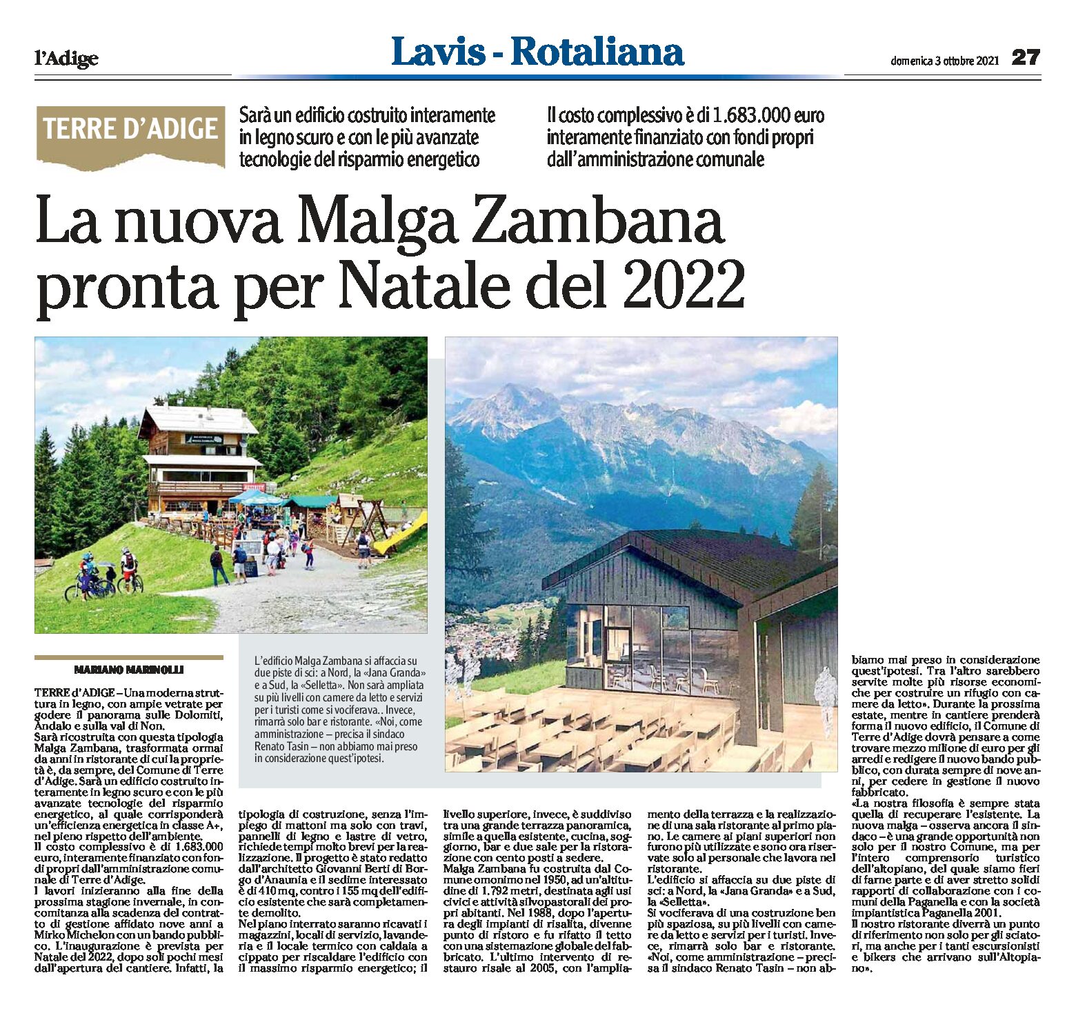 Terre d’Adige: la nuova Malga Zambana pronta per Natale 2022