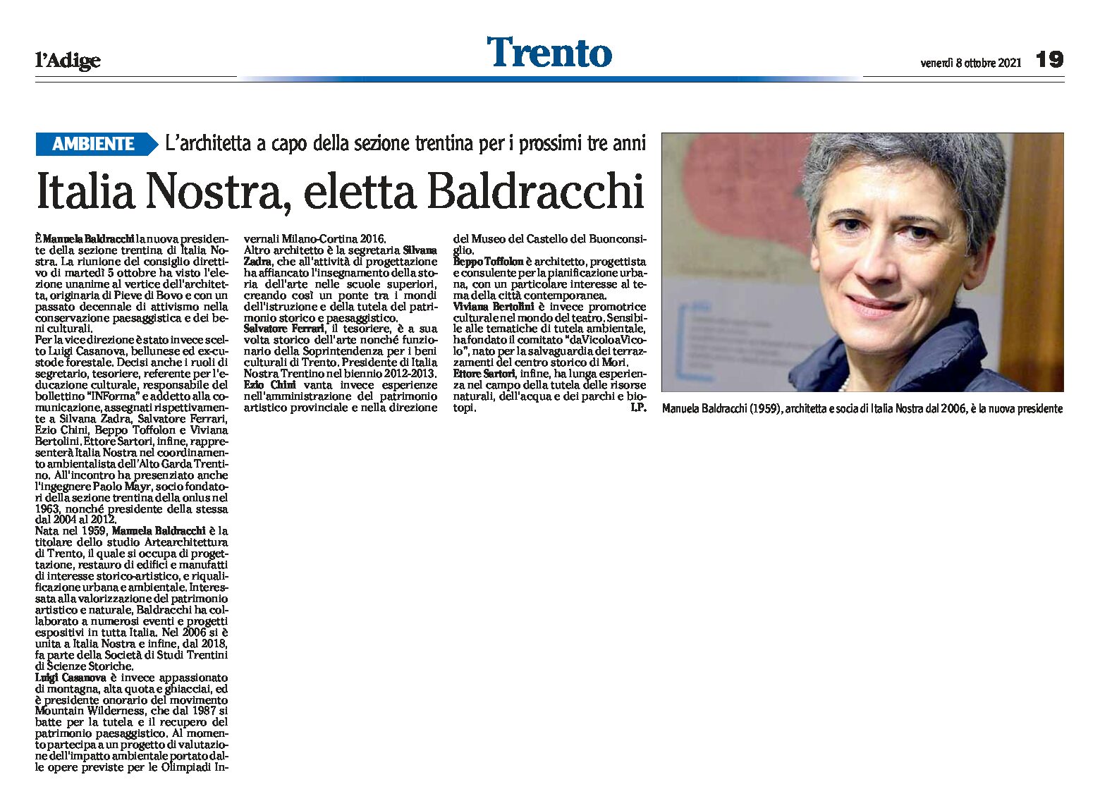 Italia Nostra: Manuela Baldracchi eletta presidente