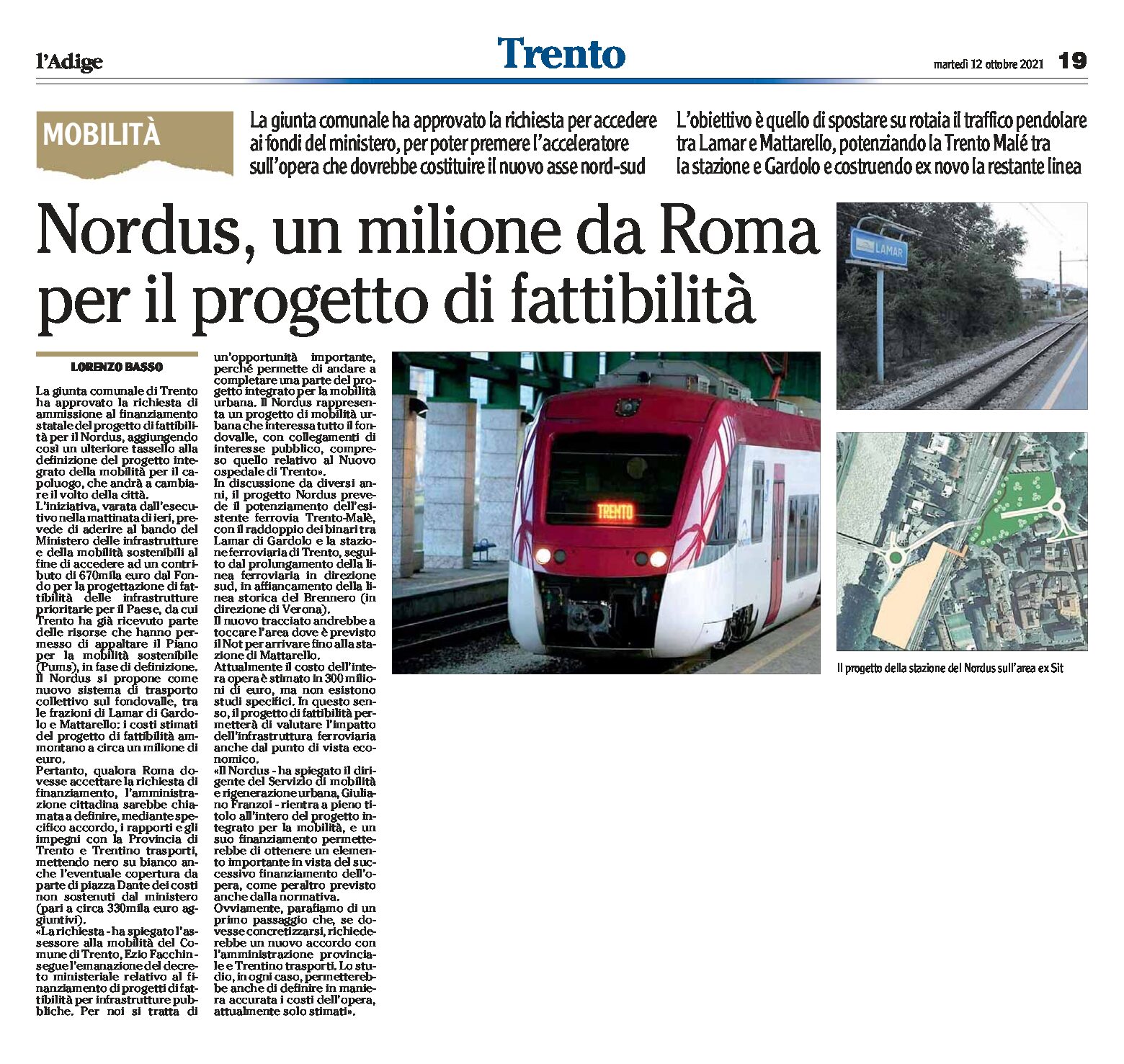 Trento, Nordus: un milione da Roma per il progetto di fattibilità