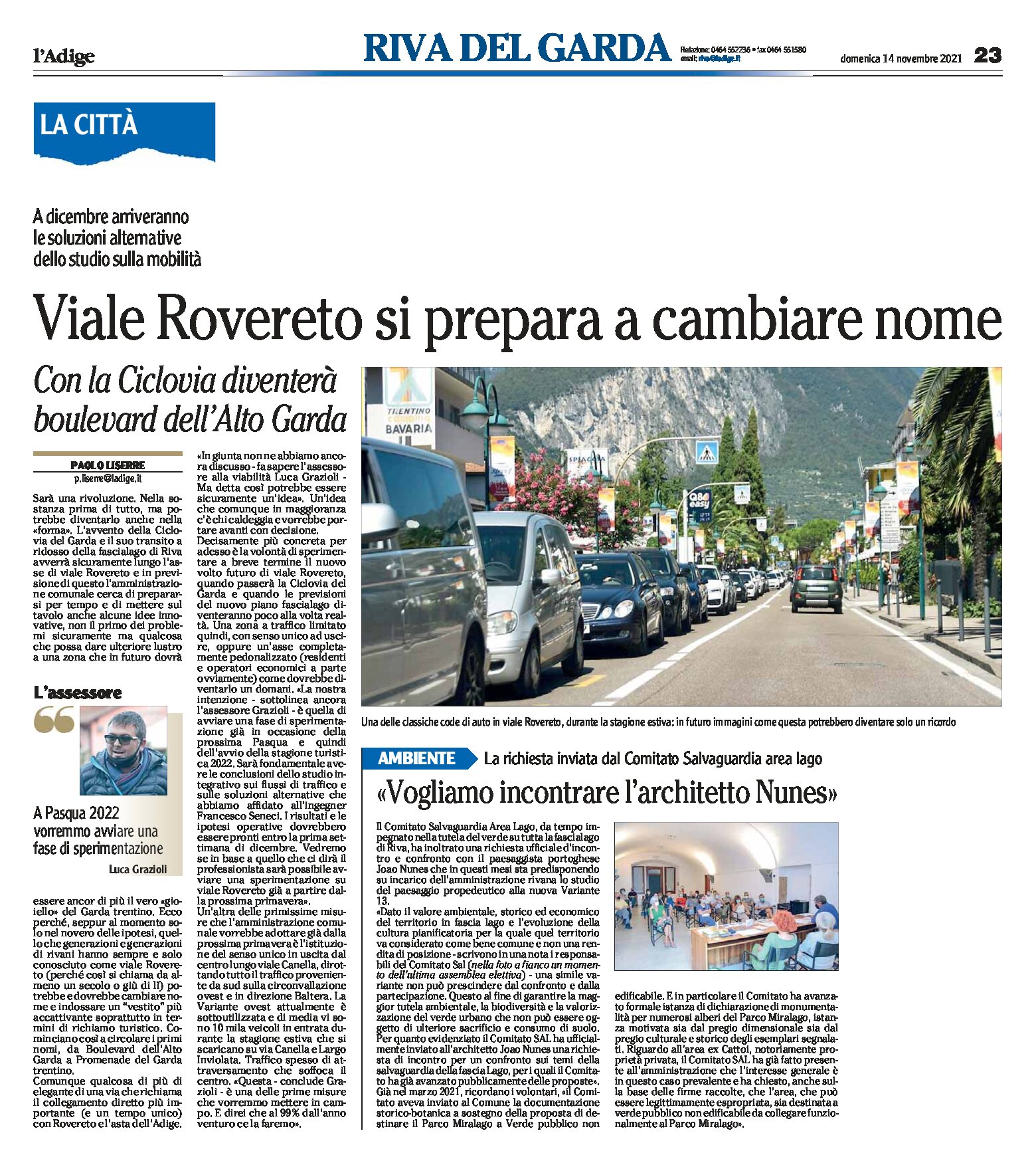 Riva: viale Rovereto si prepara a cambiare nome. Con la Ciclovia diventerà boulevard dell’Alto Garda