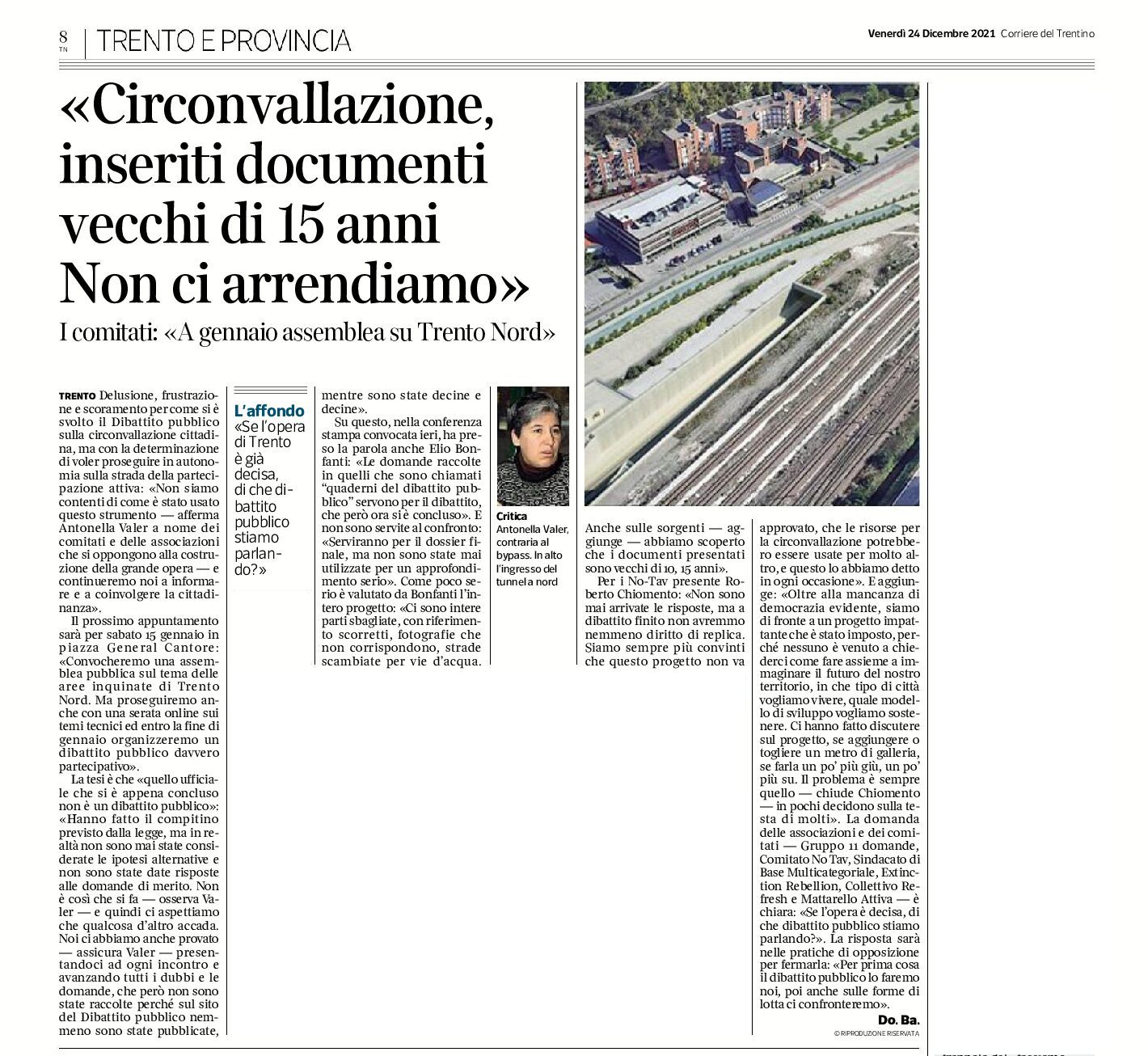 Trento: “circonvallazione, inseriti documenti vecchi di 15 anni. Non ci arrendiamo”