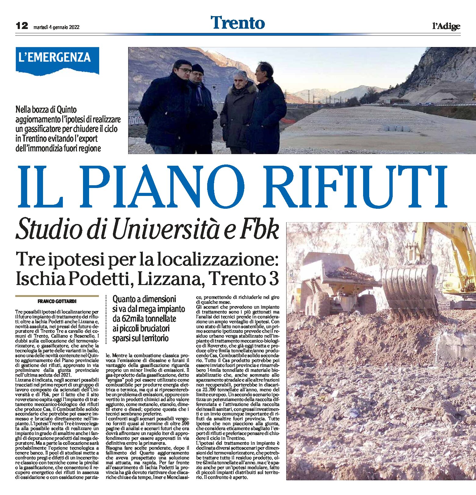 Trento: il piano rifiuti, studio di Università e Fbk