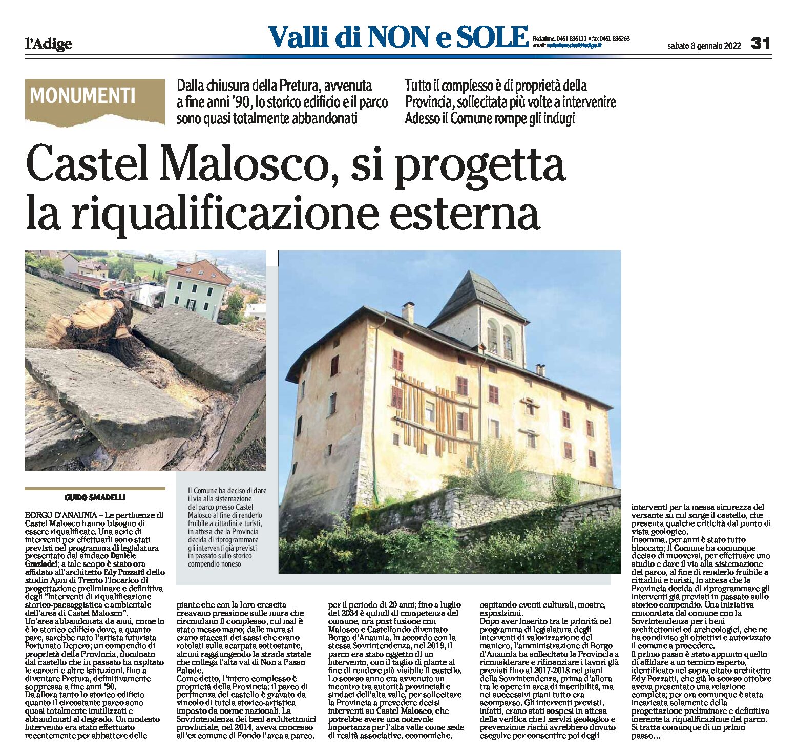 Castel Malosco e parco: si progetta la riqualificazione esterna