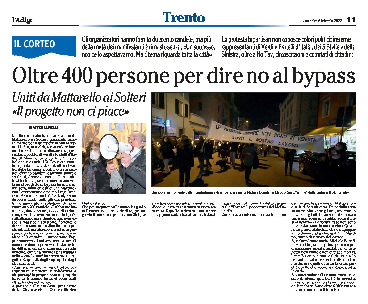 Trento: oltre 400 persone per dire no al bypass