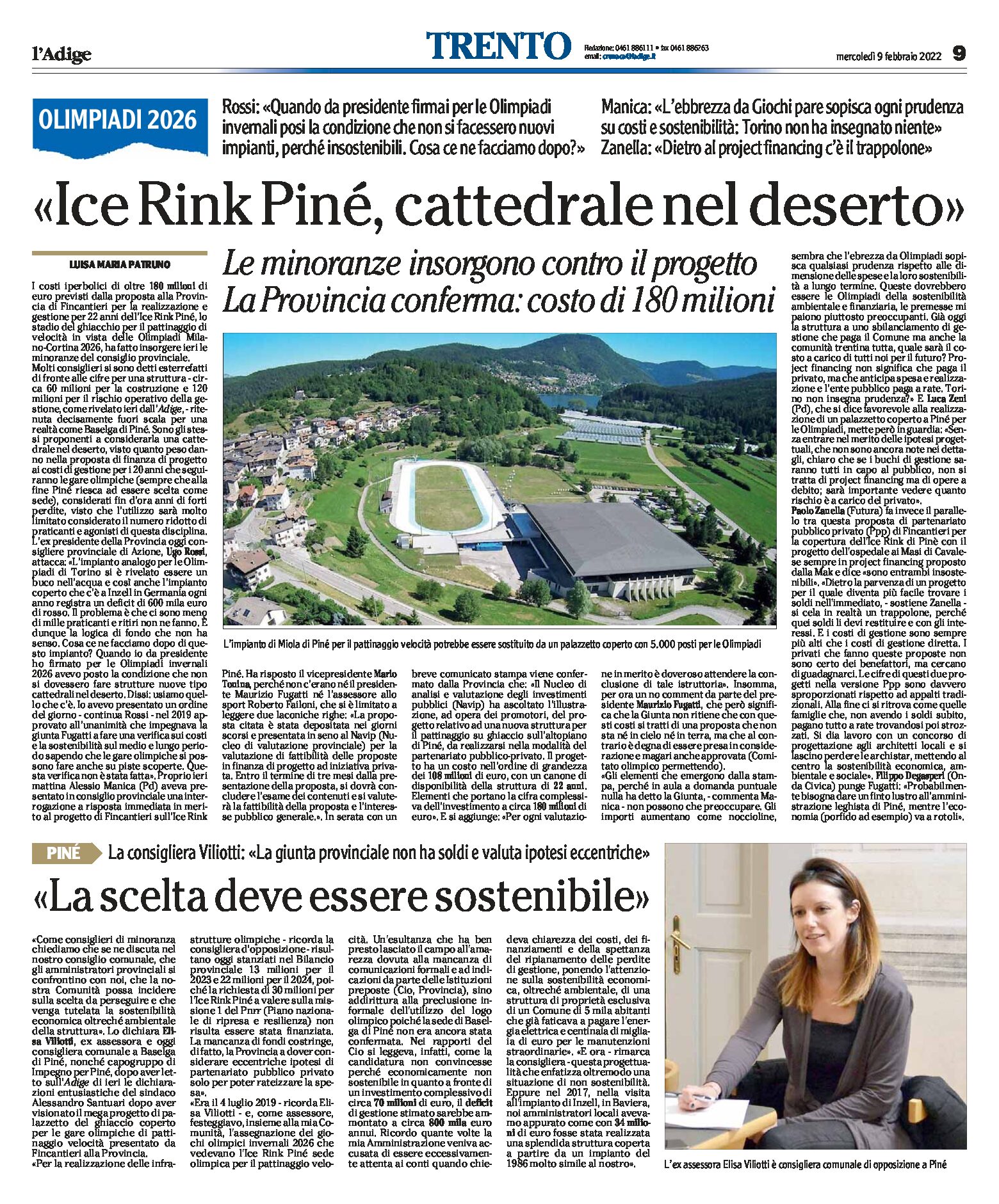 Olimpiadi 2026: Ice Rink Pinè, cattedrale nel deserto. Le minoranze insorgono contro il progetto