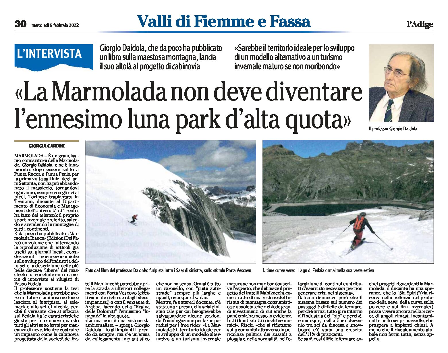 Marmolada: non deve diventare l’ennesimo luna park d’alta quota. Intervista al prof Daidola dell’Università di Trento