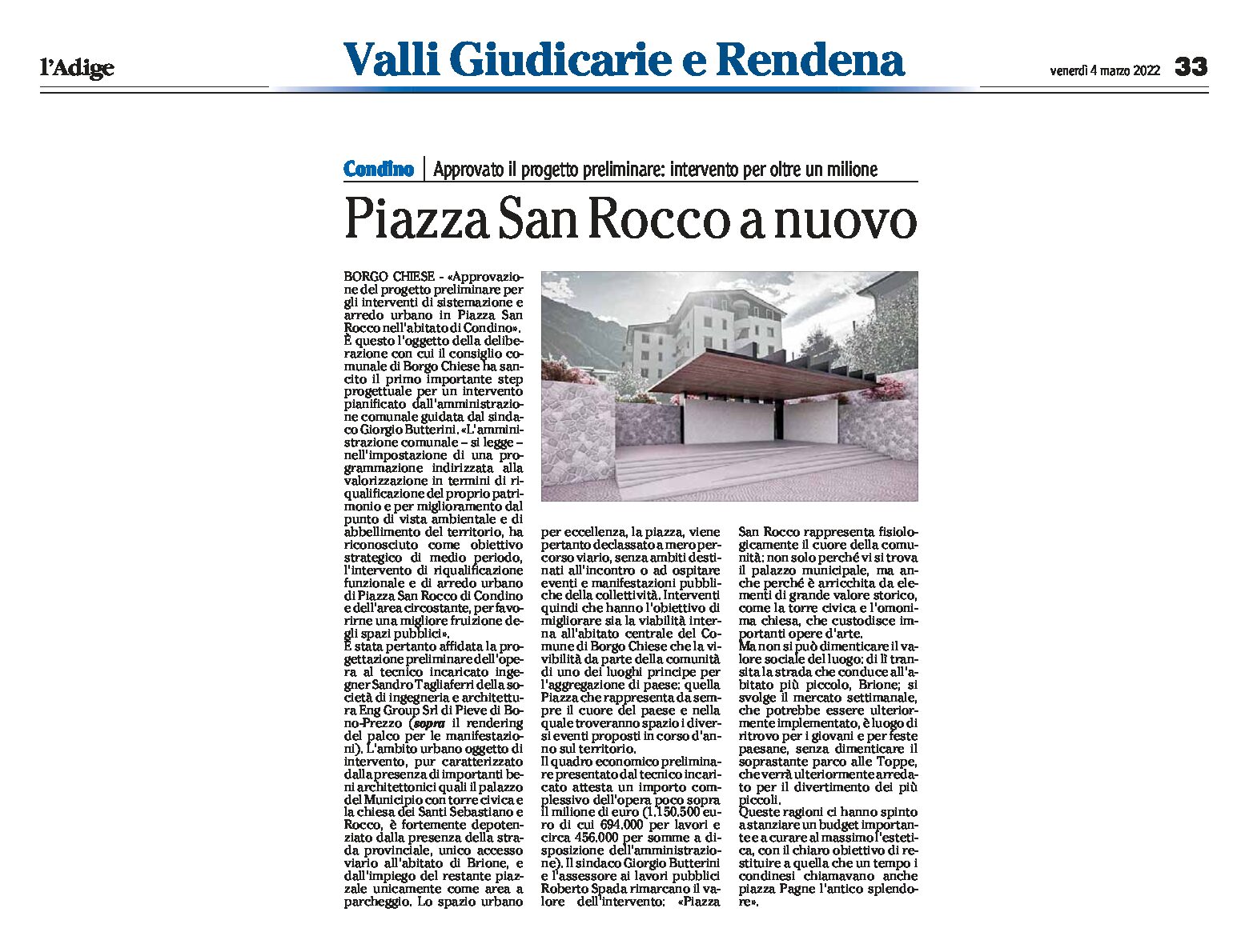Condino: piazza San Rocco a nuovo. Approvato il progetto