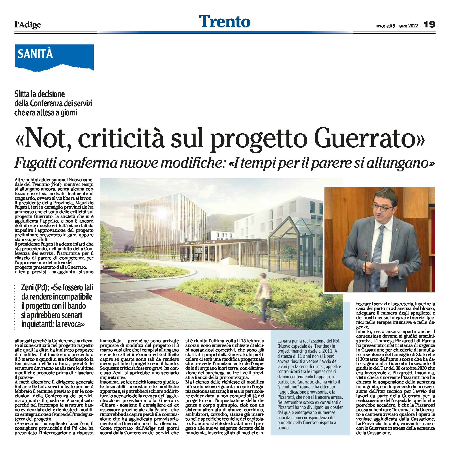Trento, Not: criticità sul progetto Guerrato