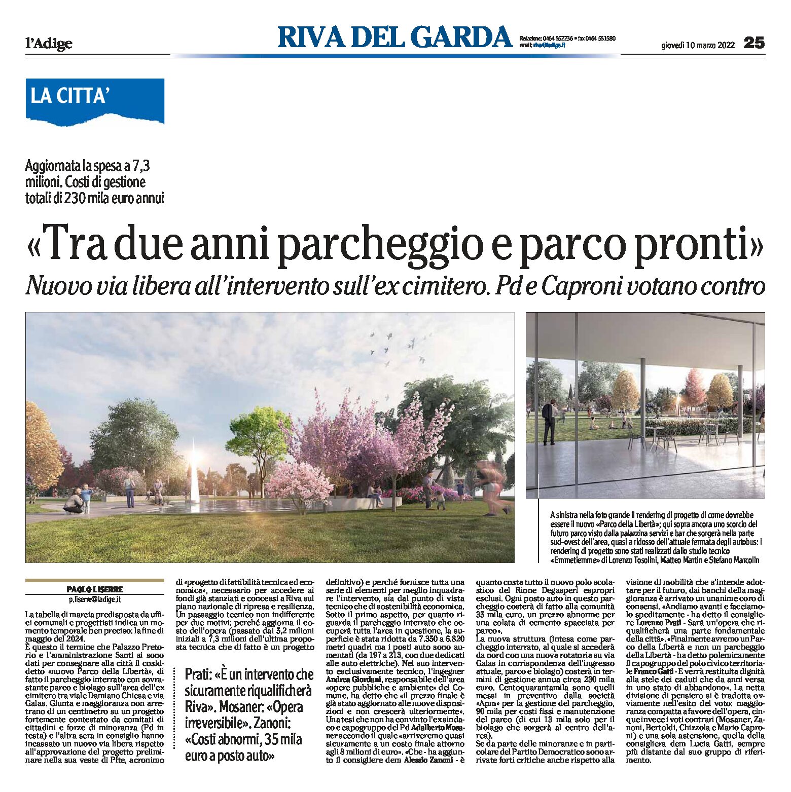 Riva, ex cimitero: nuovo via libera all’intervento “tra due anni parcheggio e parco pronti”