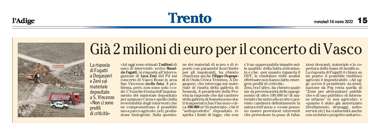 Trento: già 2 milioni di euro per il concerto di Rossi