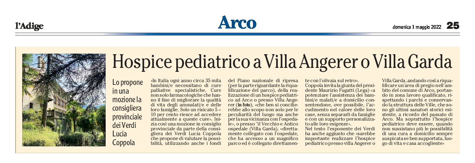 Arco: hospice pediatrico a Villa Angerer o Villa Garda