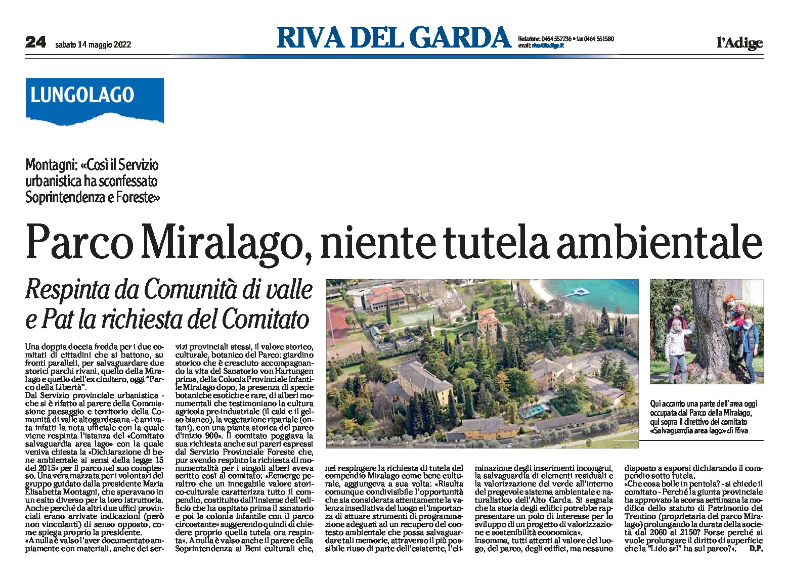 Riva, lungolago: Parco Miralago, niente tutela ambientale