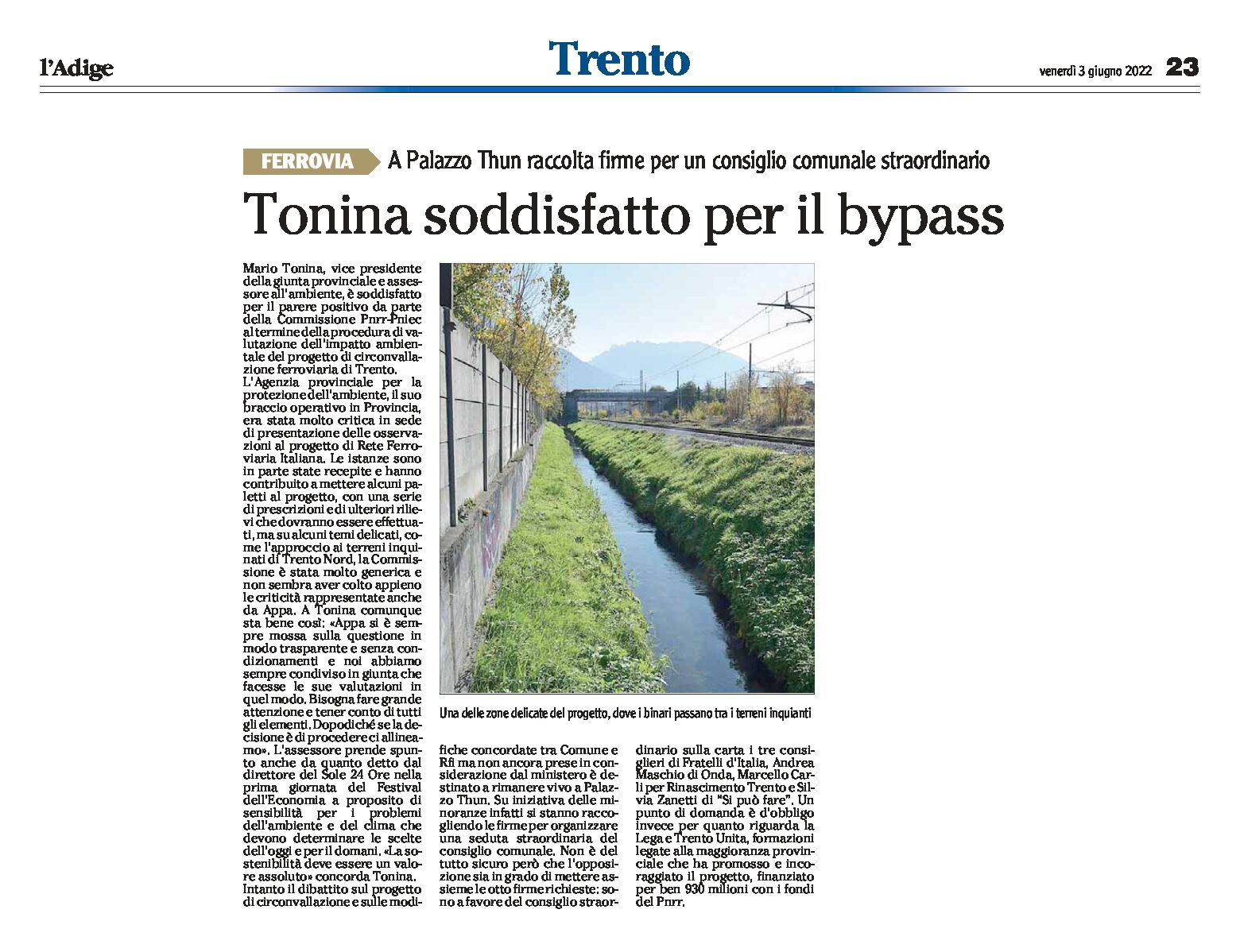 Trento, bypass: Tonina soddisfatto