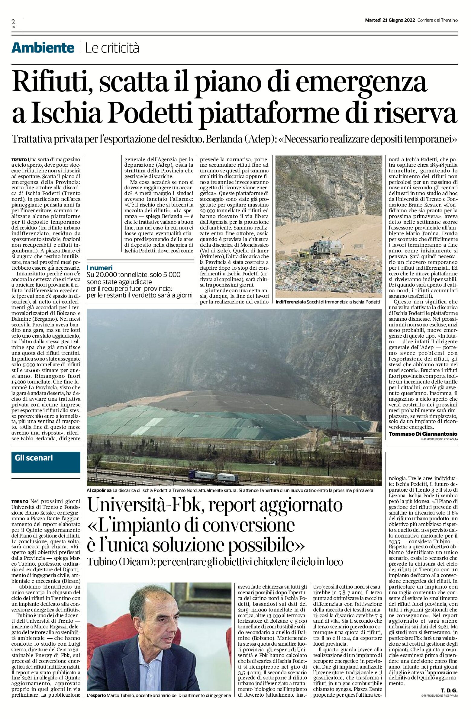 Trentino, rifiuti: scatta il piano di emergenza