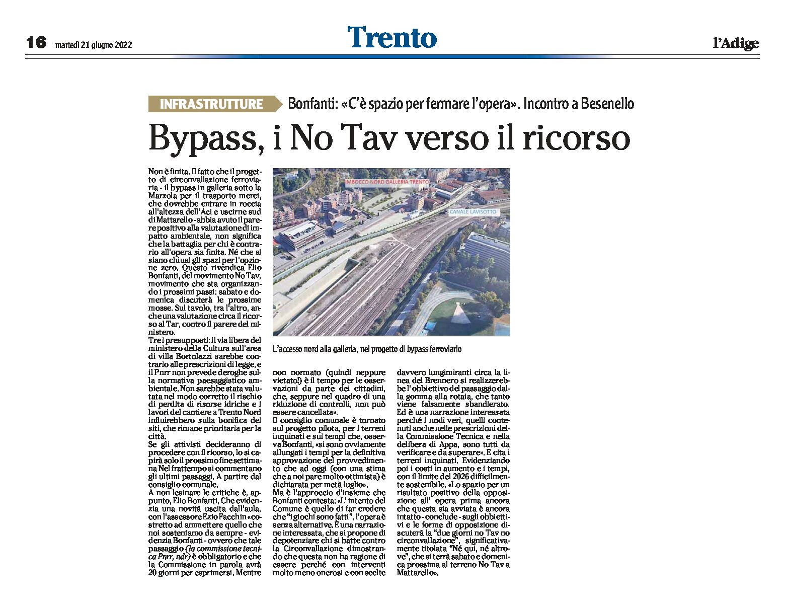 Trento, bypass: i No Tav verso il ricorso