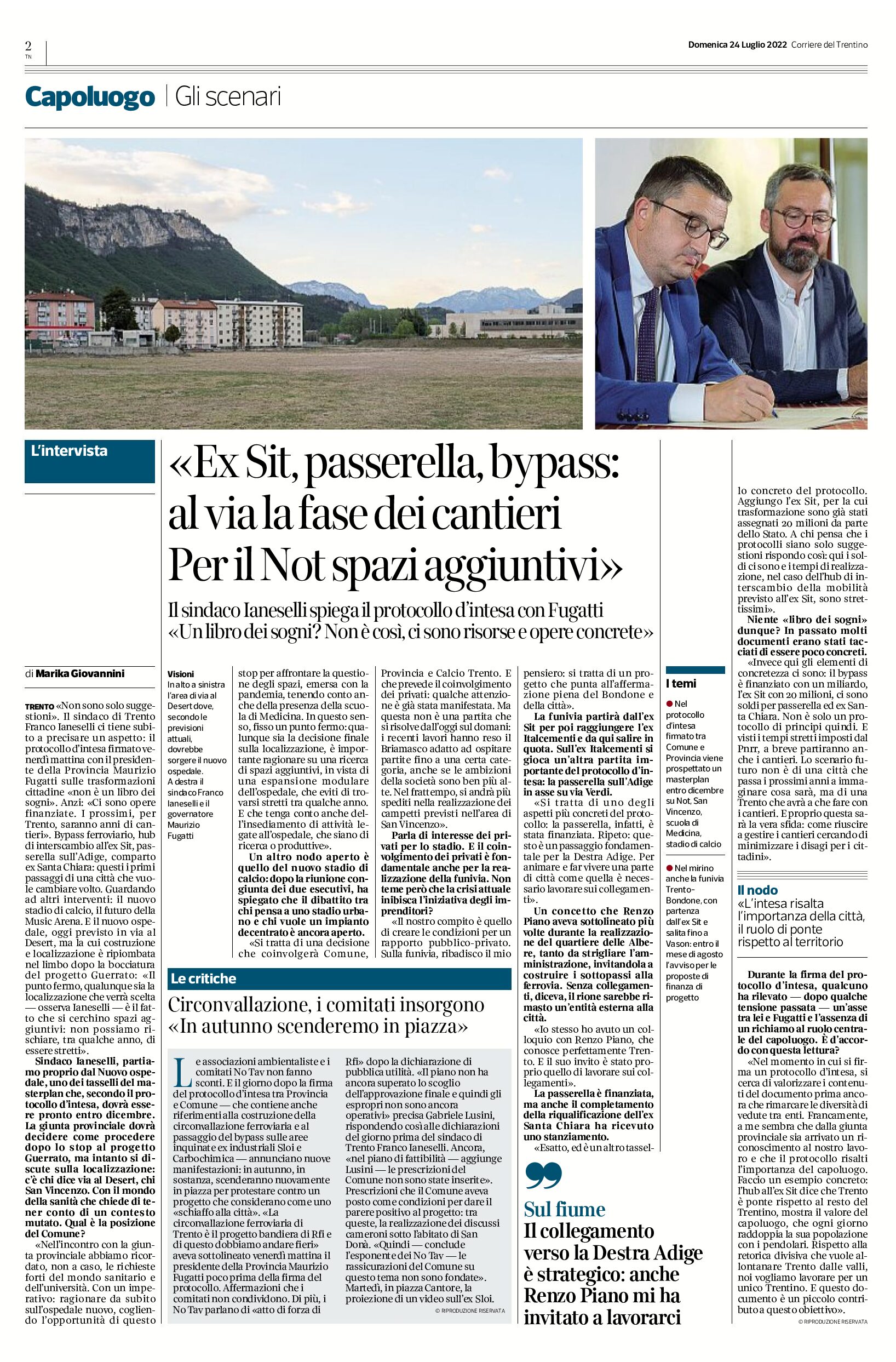 Trento: ex Sit, passerella, bypass, Not. Intervista al sindaco Ianeselli