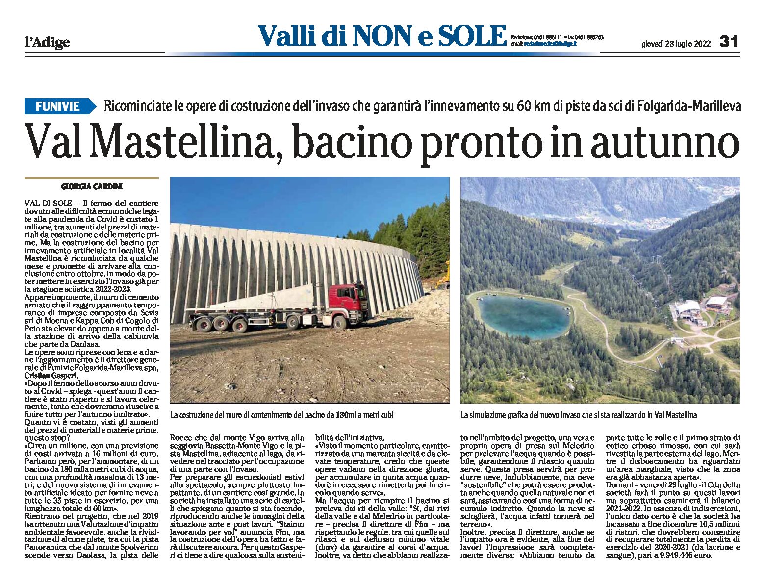 Val Mastellina: bacino per l’innevamento pronto in autunno