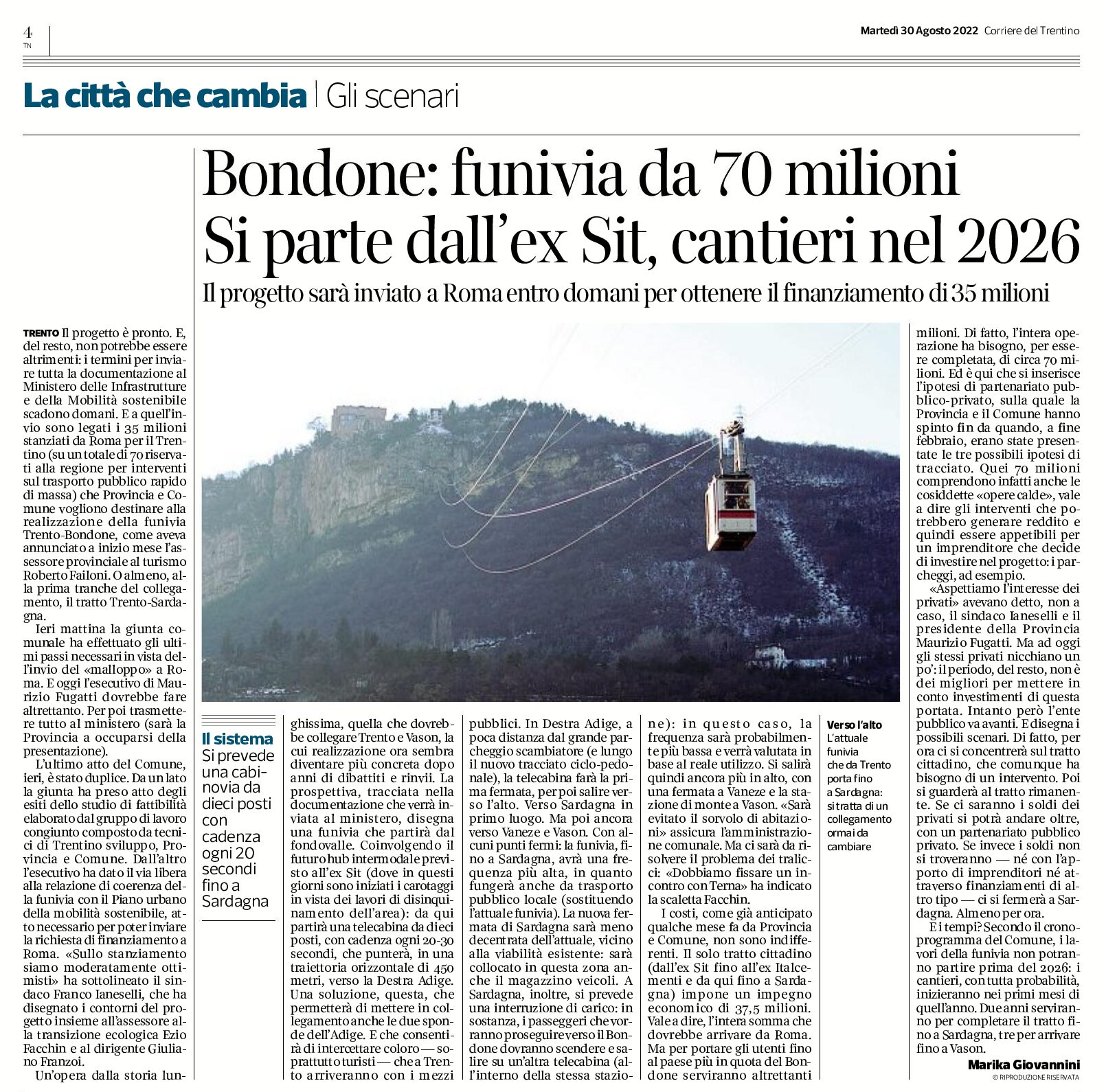 Funivia Trento-Bondone: partenza dall’ex Sit, cantieri nel 2026, costo 70 milioni