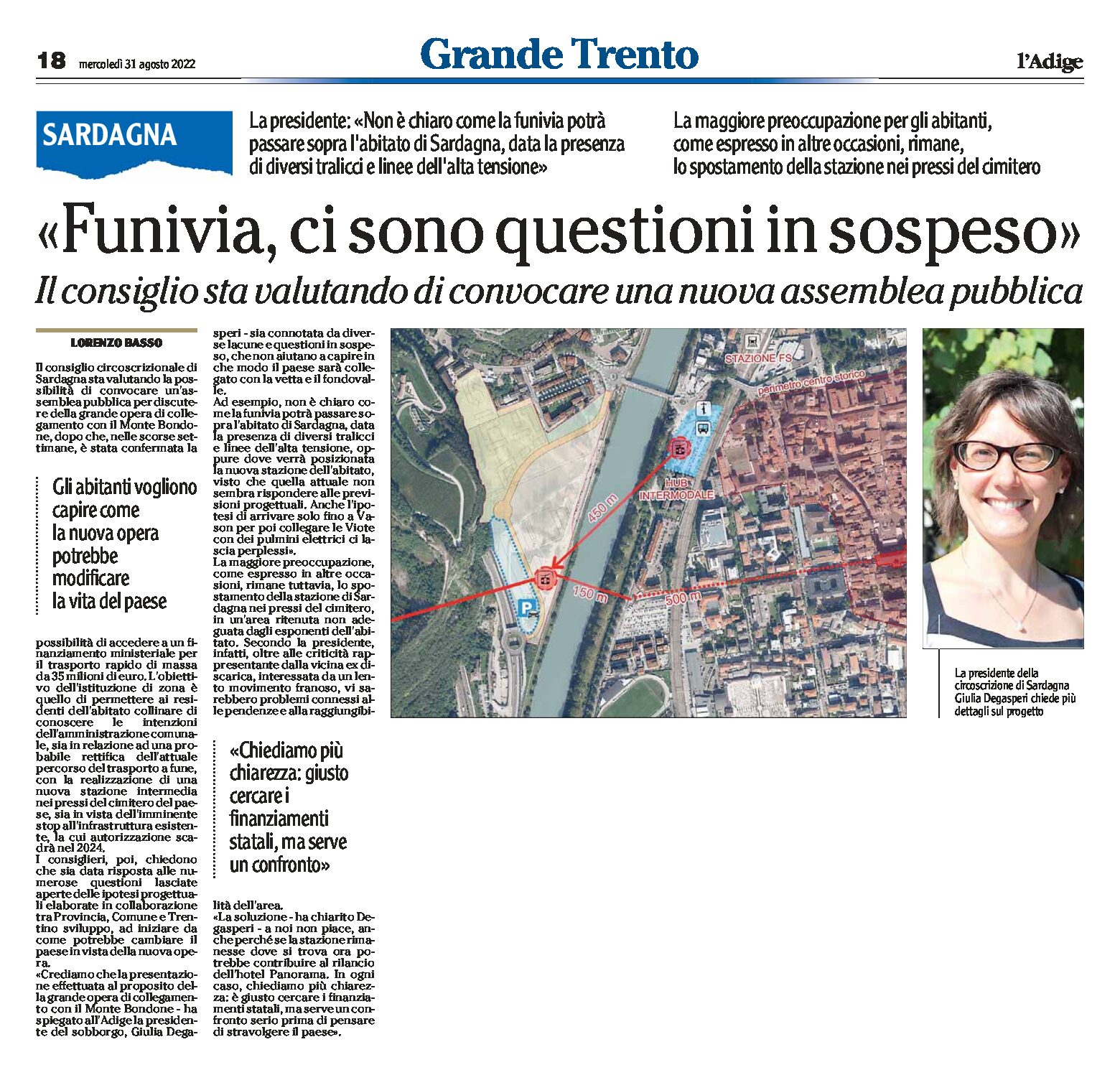 Funivia Trento-Bondone: Degasperi, circoscrizione Sardagna, “ci sono questioni in sospeso”