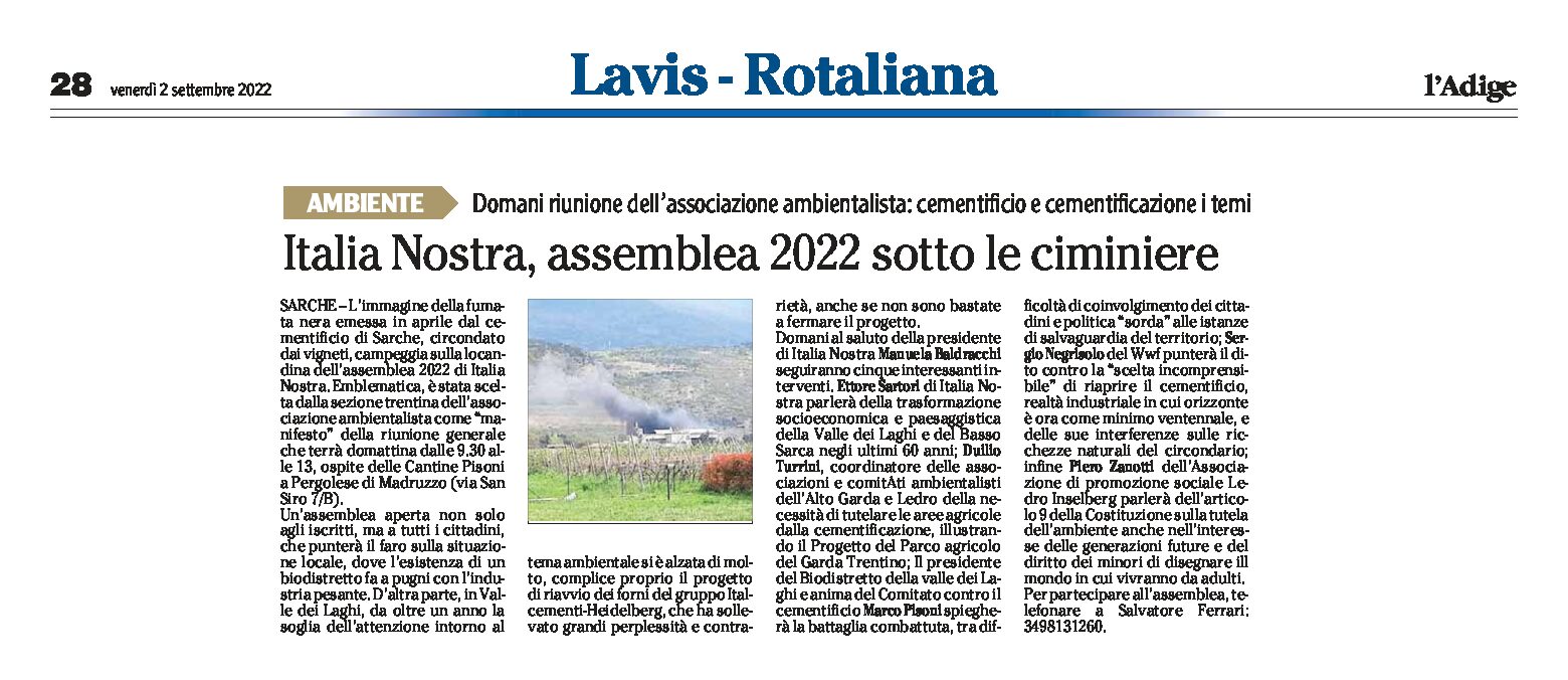Italia Nostra: assemblea 2022 sotto le ciminiere