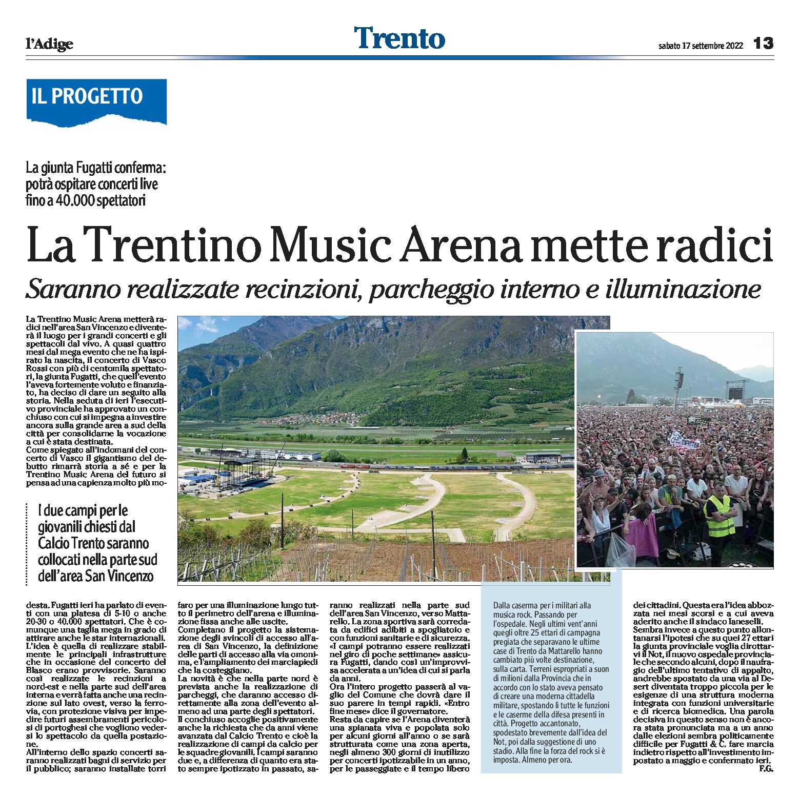 Trento: la Trentino Music Arena mette radici