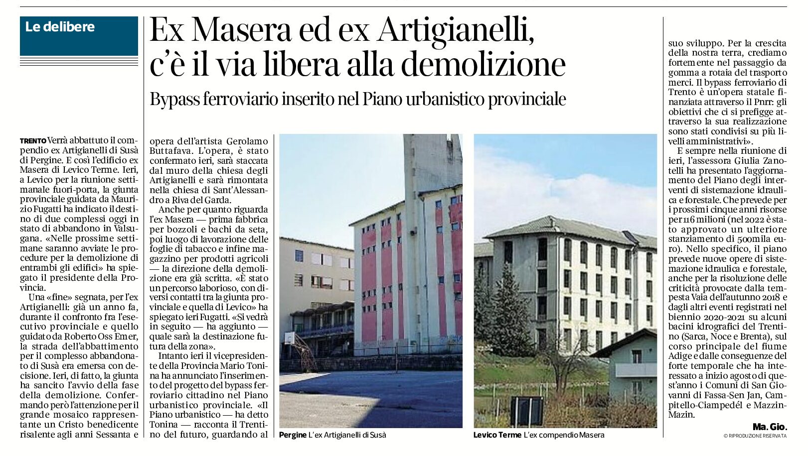 Ex Masera ed ex Artigianelli, via libera alla demolizione