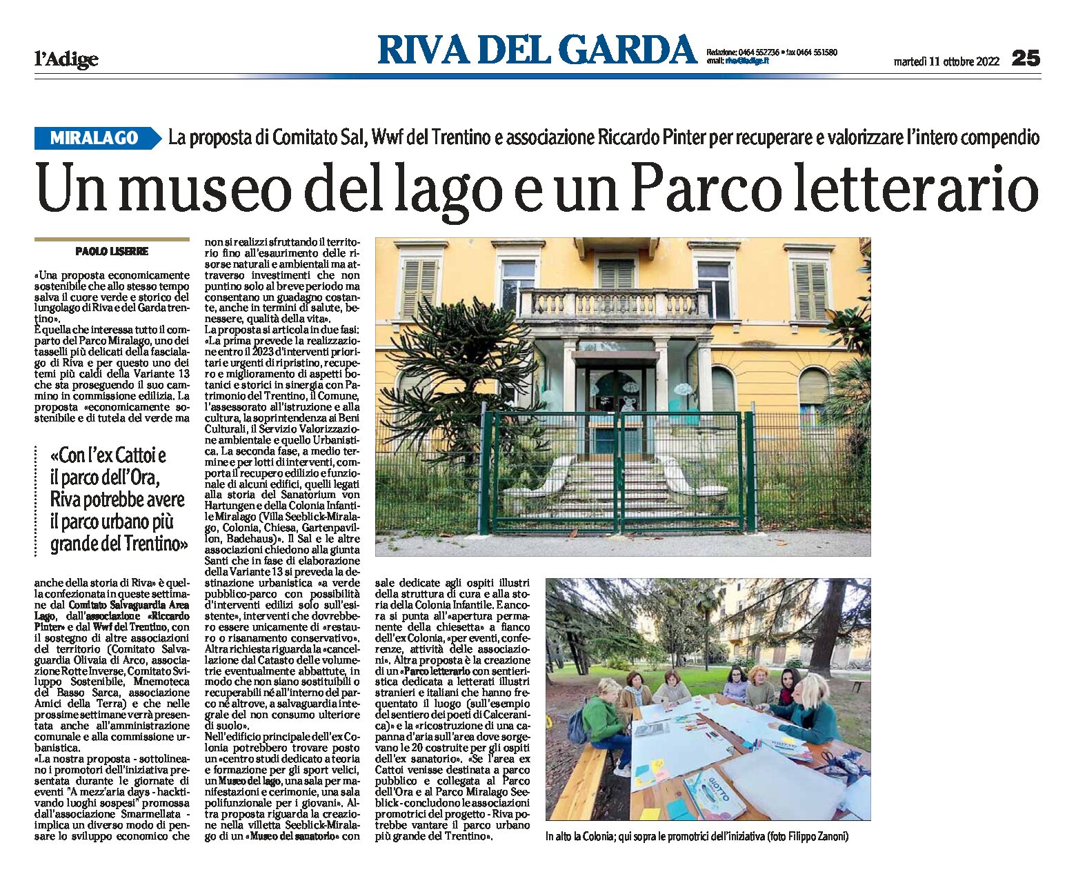 Riva, Miralago: un museo del lago e un Parco letterario