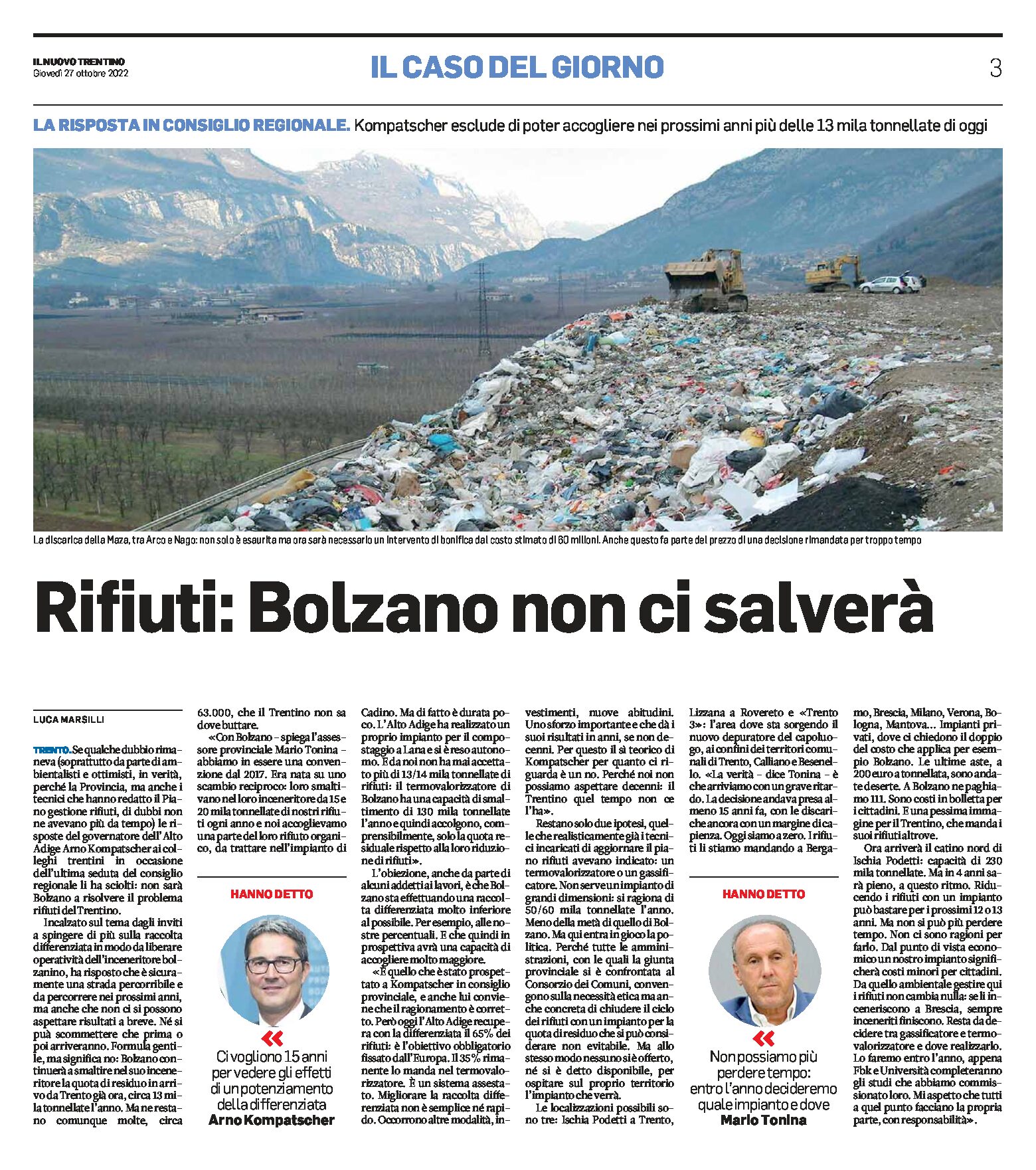 Trentino, rifiuti: Bolzano non ci salverà