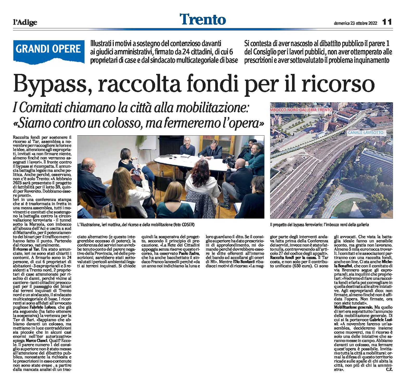 Trento, bypass: raccolta fondi per il ricorso. I comitati chiamano la città alla mobilitazione