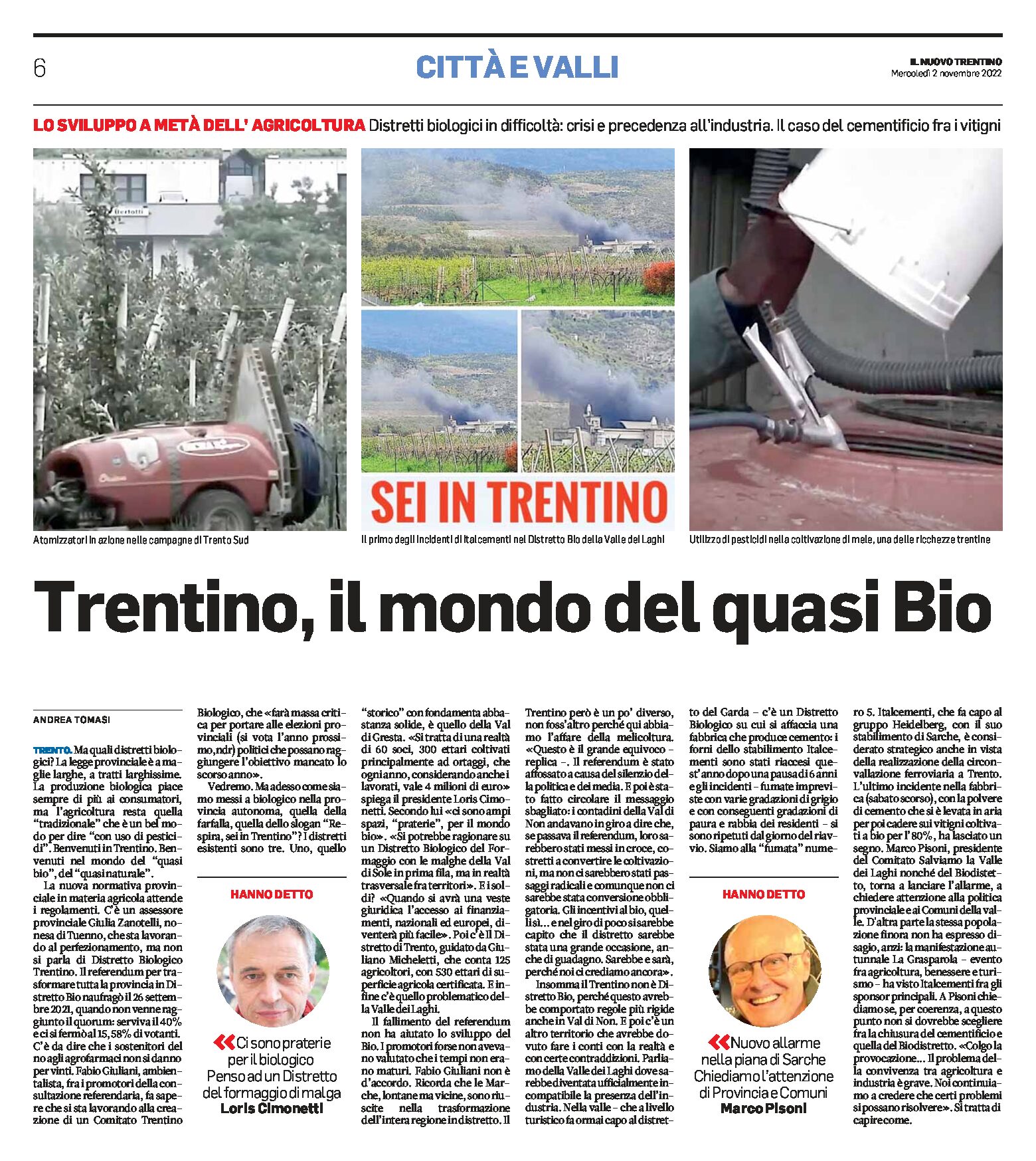 Trentino: il mondo del quasi Bio. Il caso del cementificio tra i vitigni