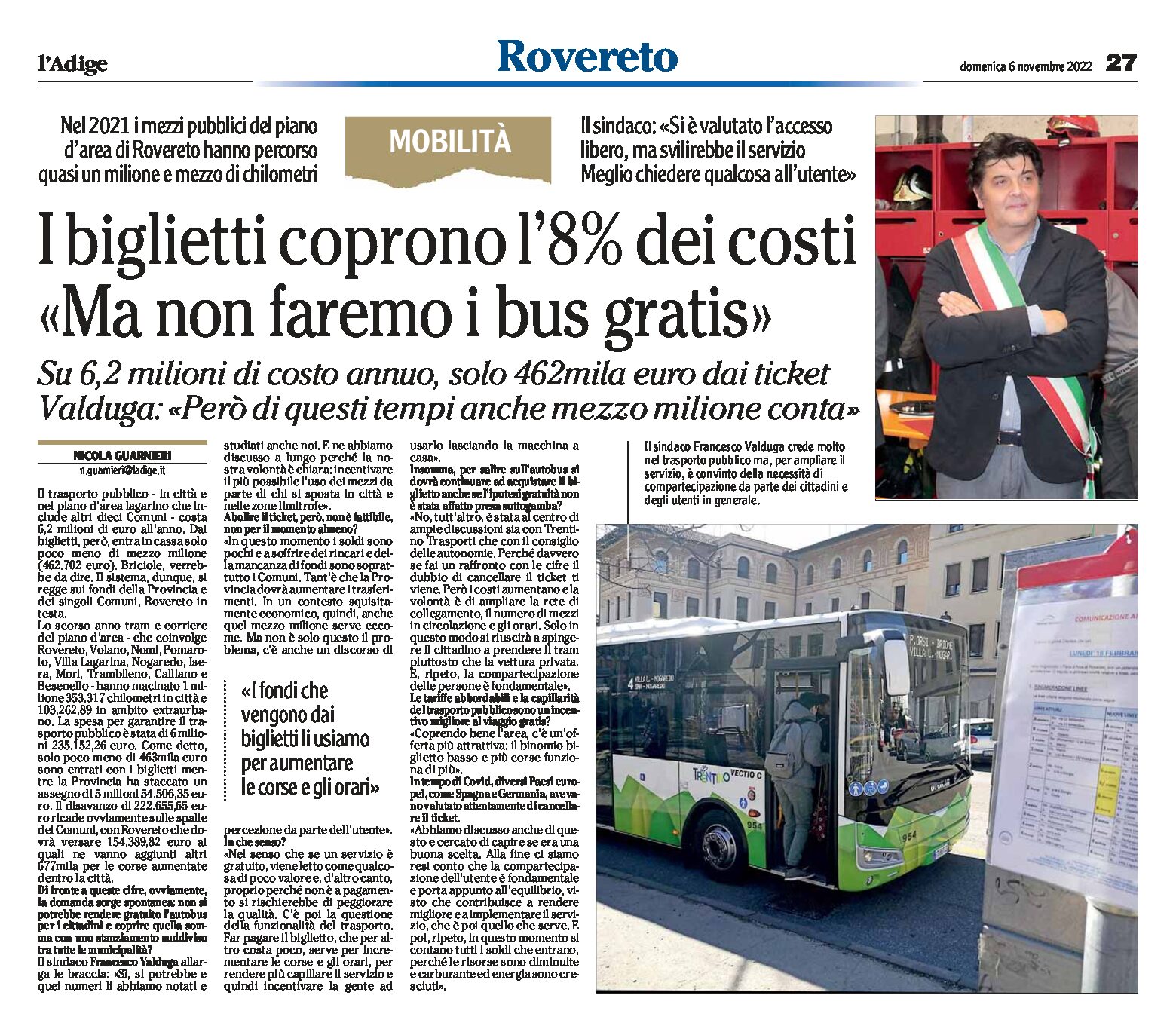 Rovereto, autobus: i biglietti coprono l’8% dei costi, ma non faremo i bus gratis