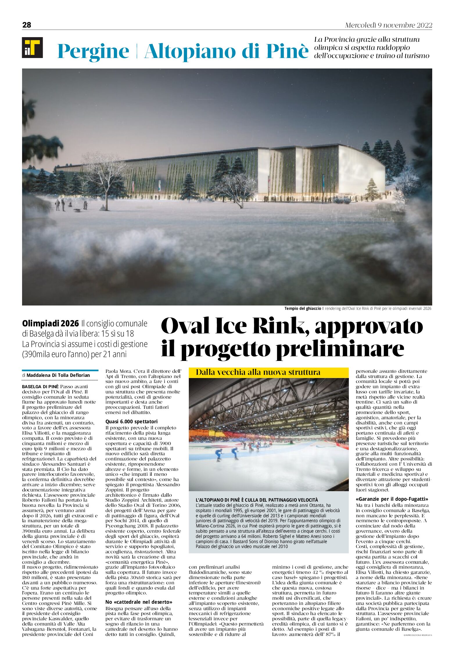 Baselga di Pinè: Oval Ice Rink, approvato il progetto preliminare