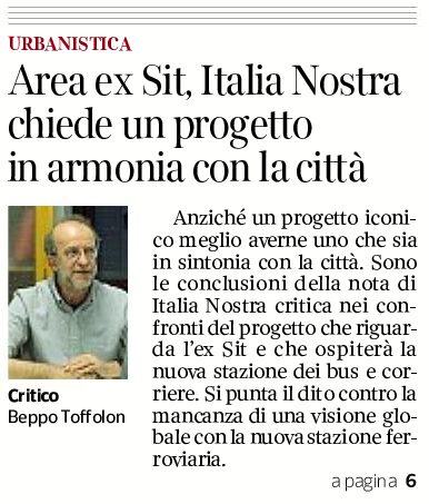 Area ex Sit: Italia Nostra chiede un progetto in armonia con la città