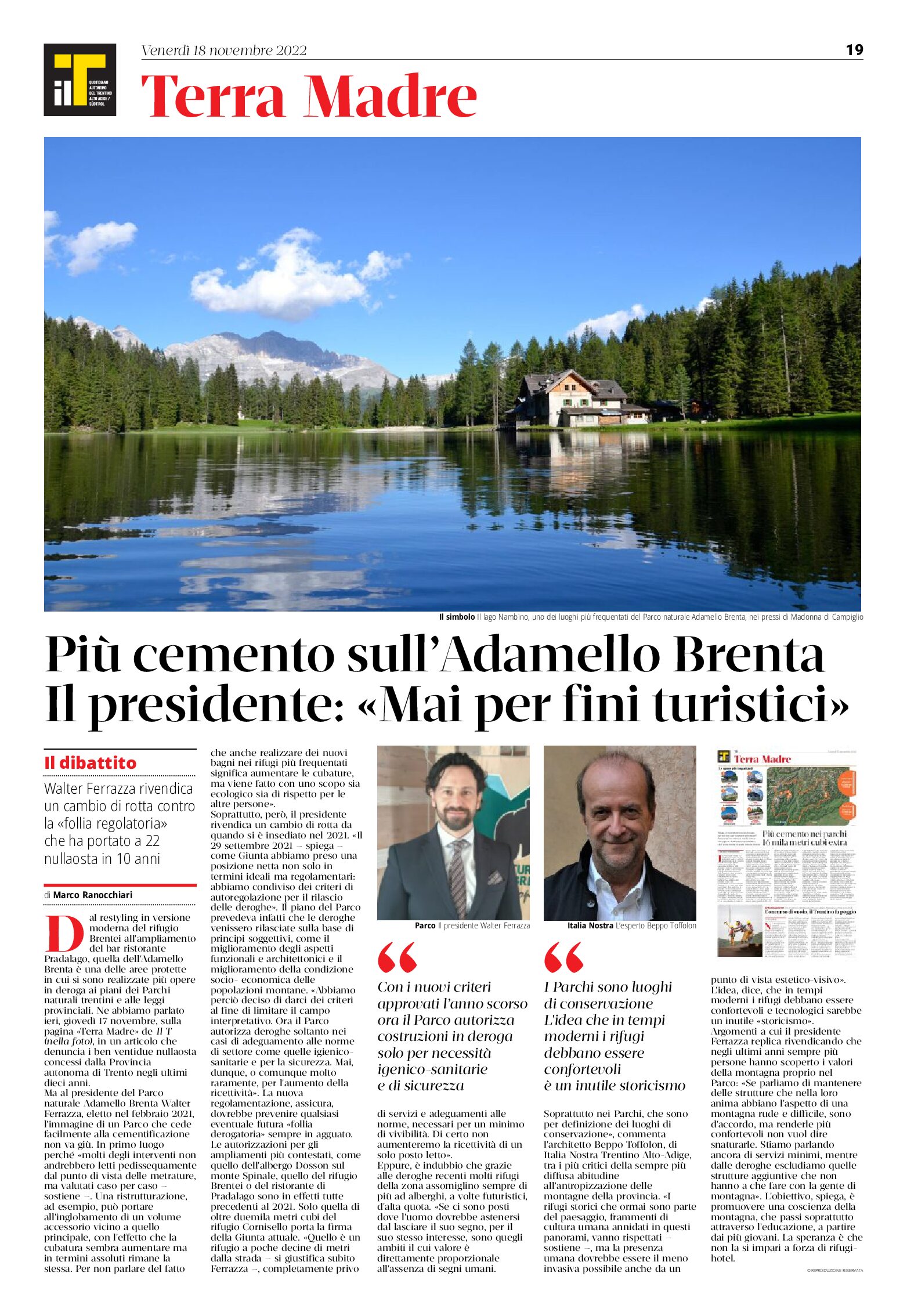 Dibattito: più cemento sull’Adamello Brenta. Il presidente “mai per fini turistici”