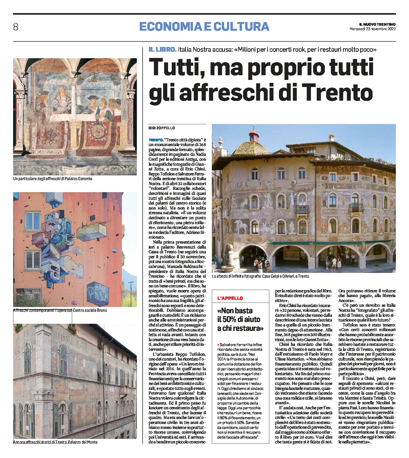 Italia Nostra: ha presentato il suo volume “Trento città dipinta” a Palazzo Benvenuti