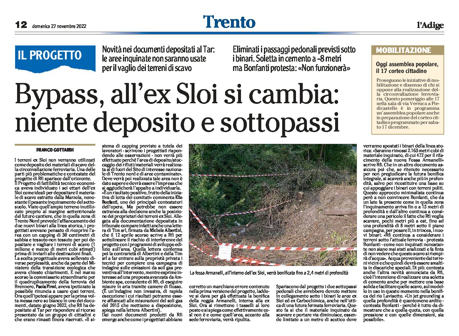 Trento, bypass ferroviario: alla ex Sloi si cambia. Niente deposito e sottopassi