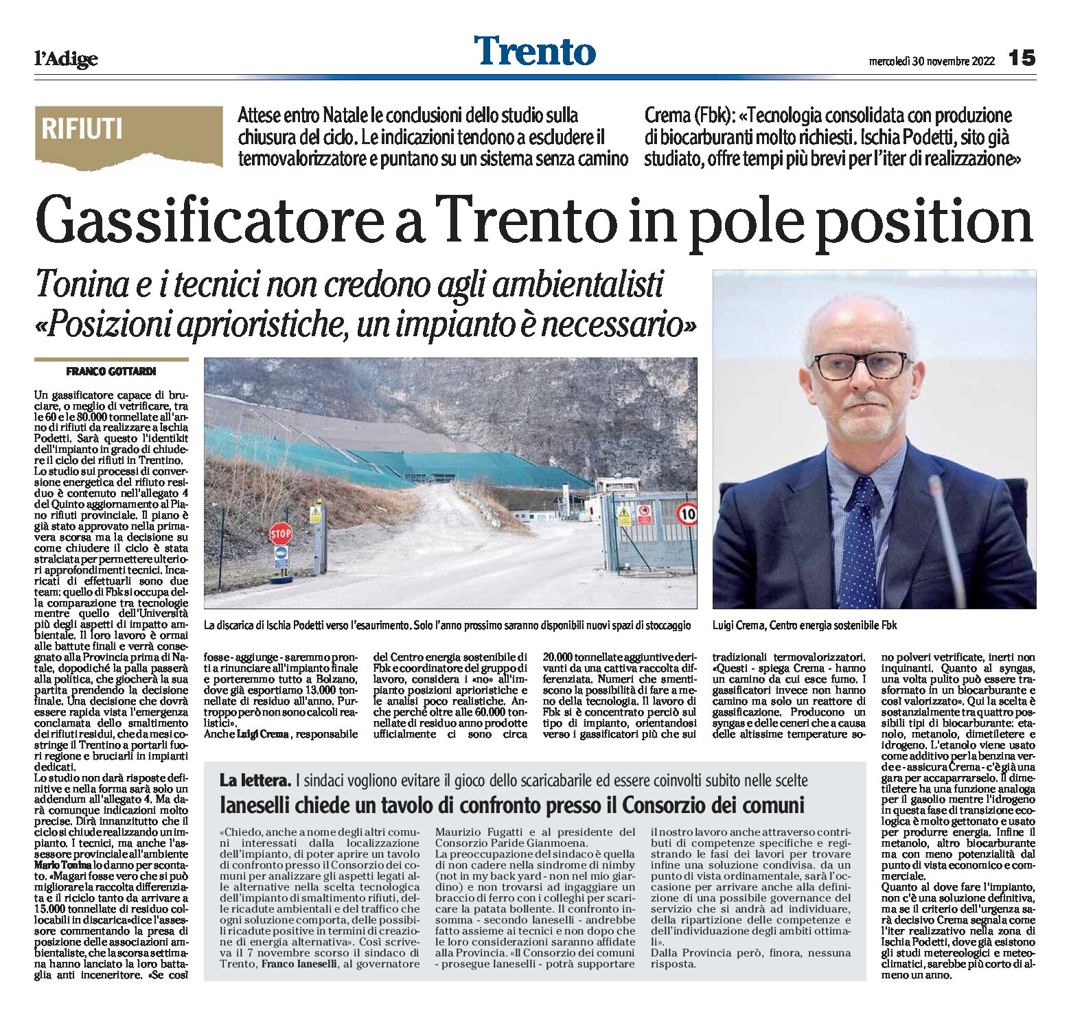 Rifiuti: gassificatore a Trento in pole position