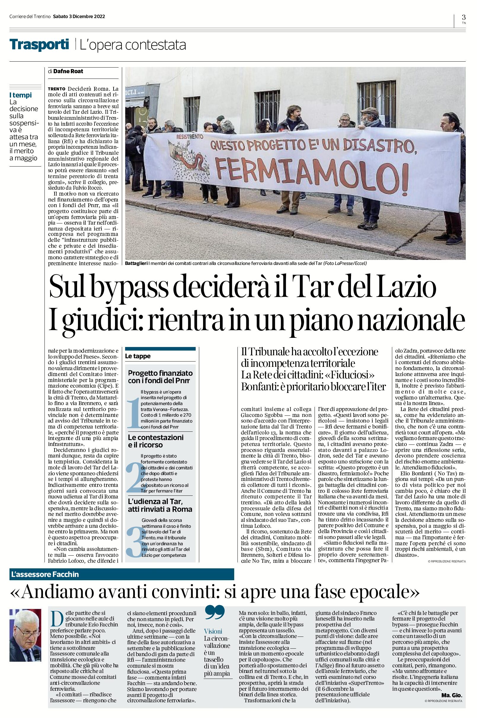 Trento: sul bypass deciderà il Tar del Lazio