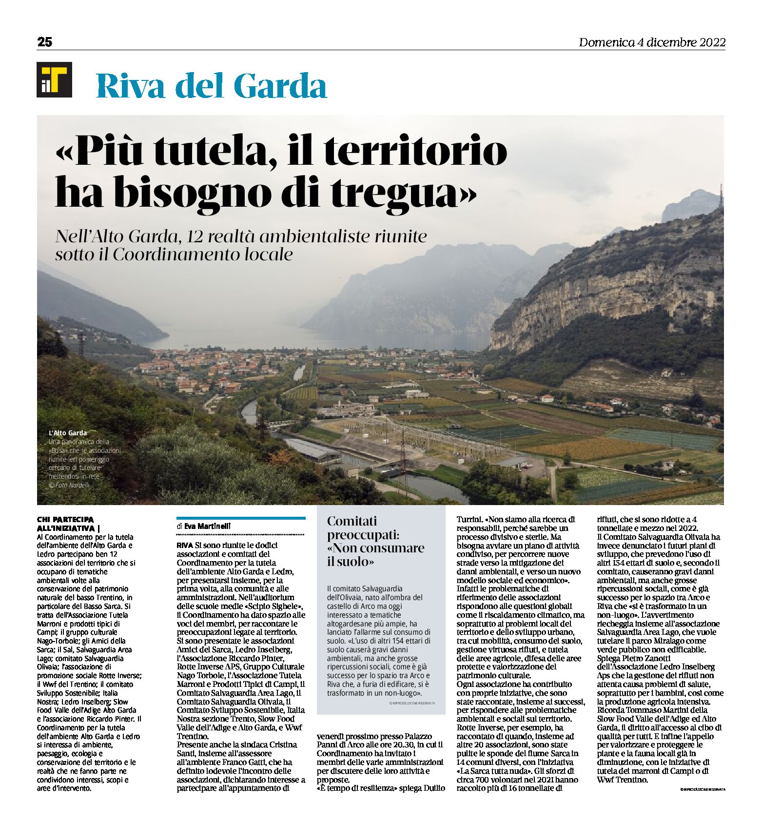 Riva, Alto Garda: “più tutela, il territorio ha bisogno di tregua”, 12 realtà ambientaliste riunite sotto il Coordinamento locale