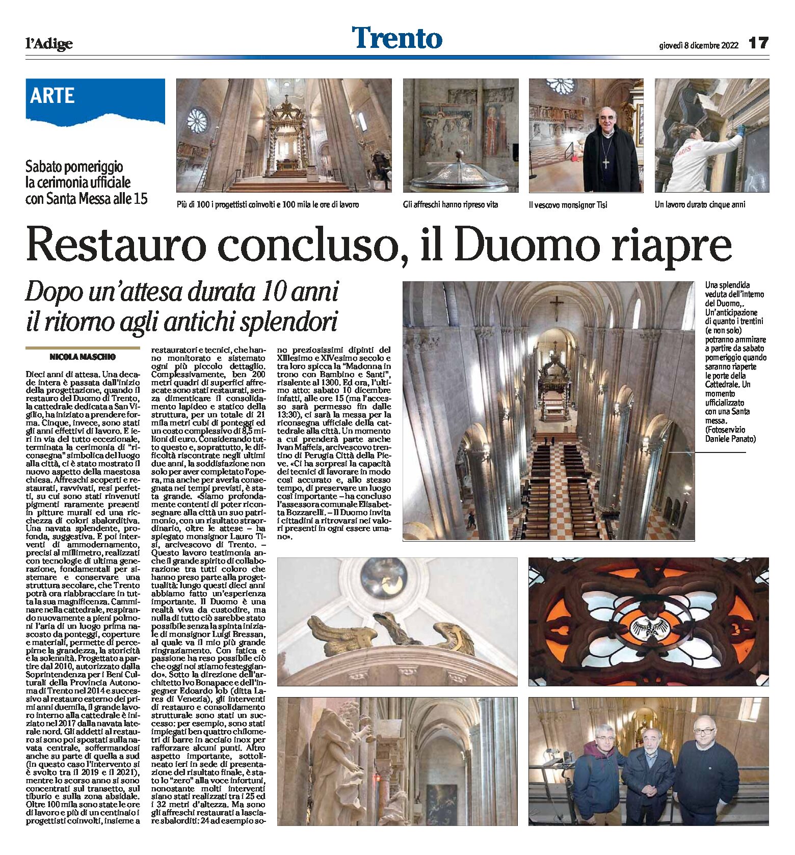 Trento: restauro concluso, il Duomo riapre